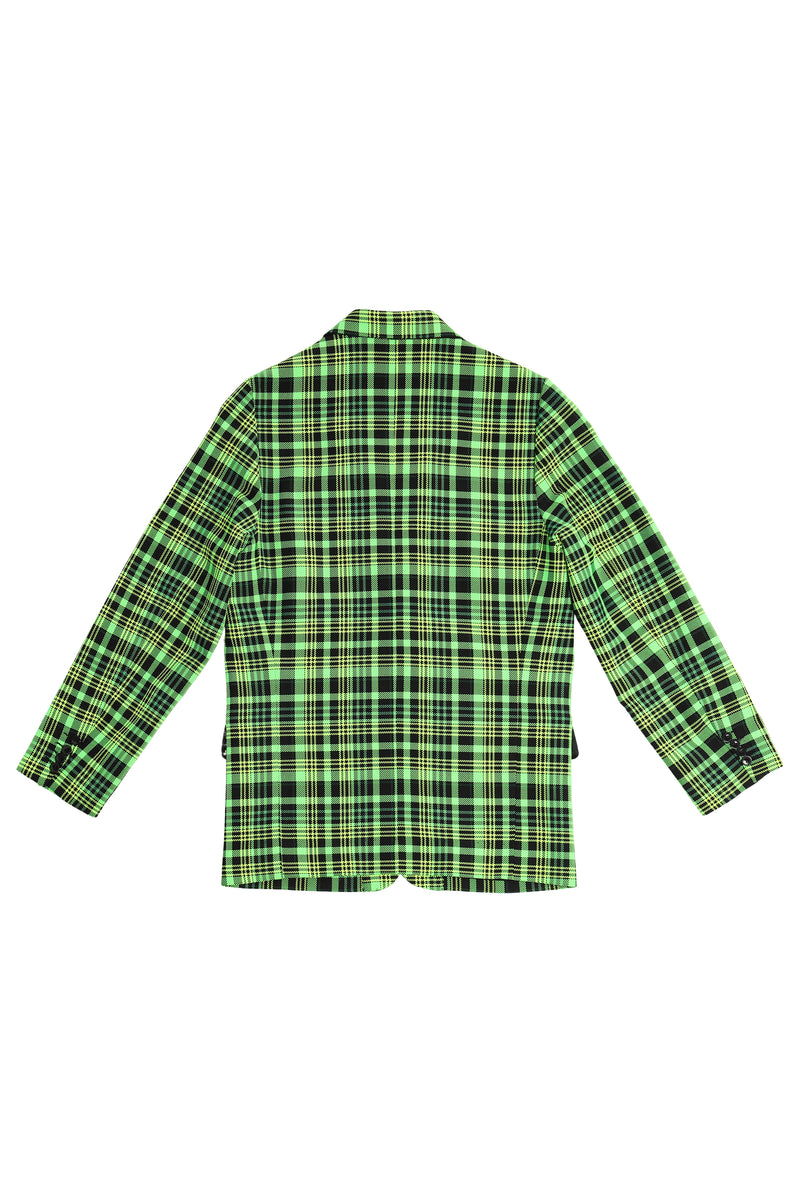 OPEN-WEAVE CHECK SUIT JACKET WITH SAFETY PIN – S.R. STUDIO. LA. CA.