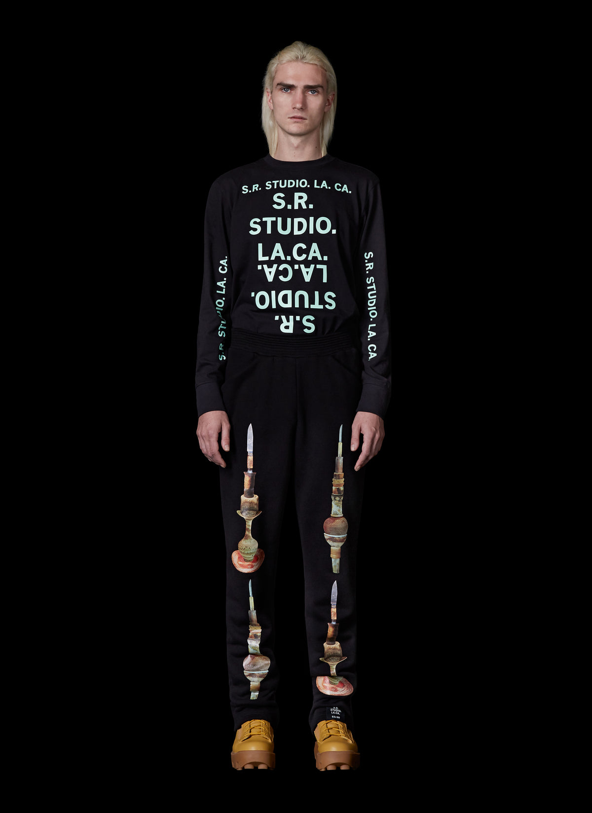 BASIC LONG SLEEVE T-SHIRT WITH S.R.S. DOUBLE LOGO