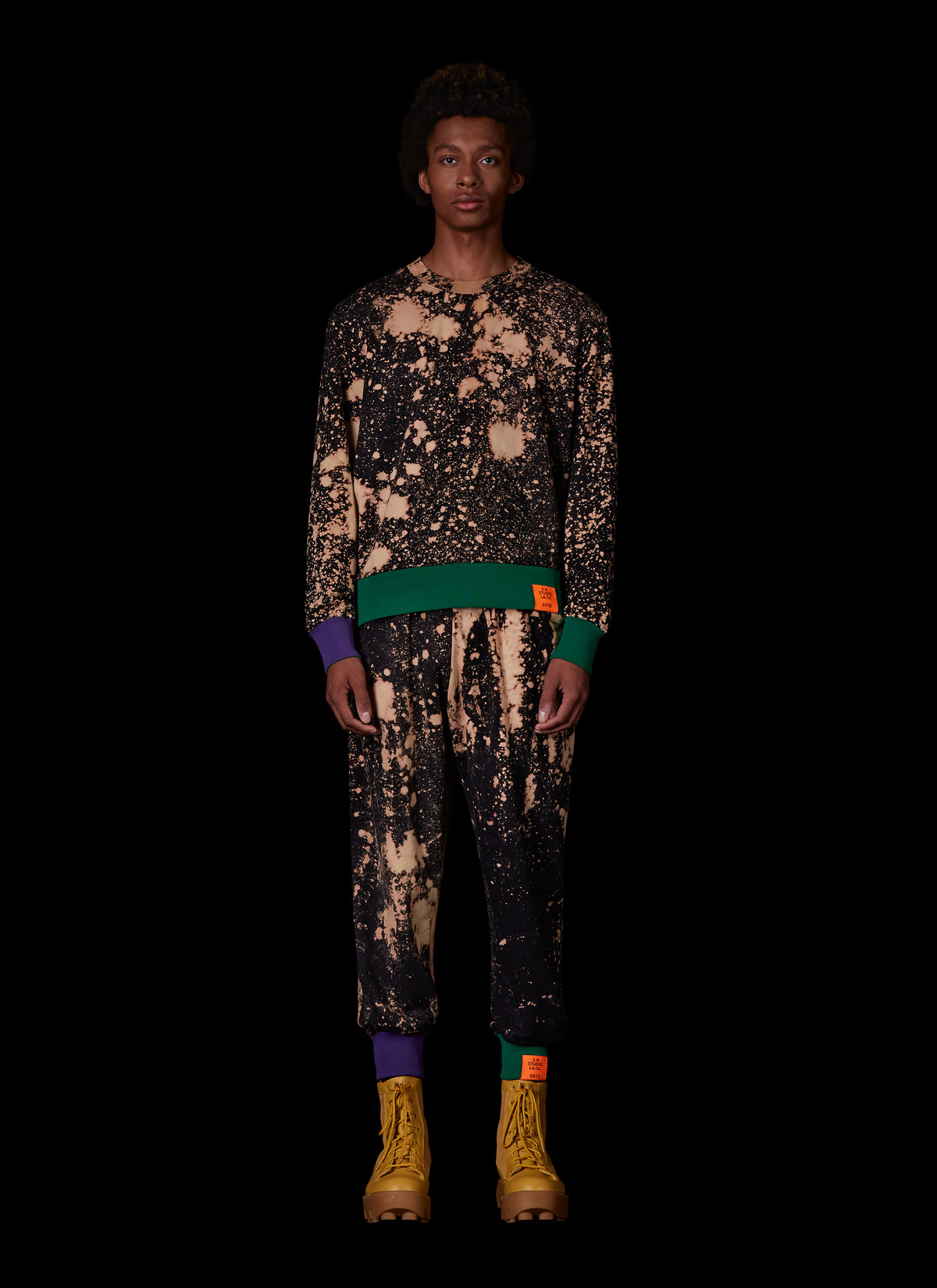 HAND-BLEACHED SOTO SWEATPANTS WITH CONTRAST RIB