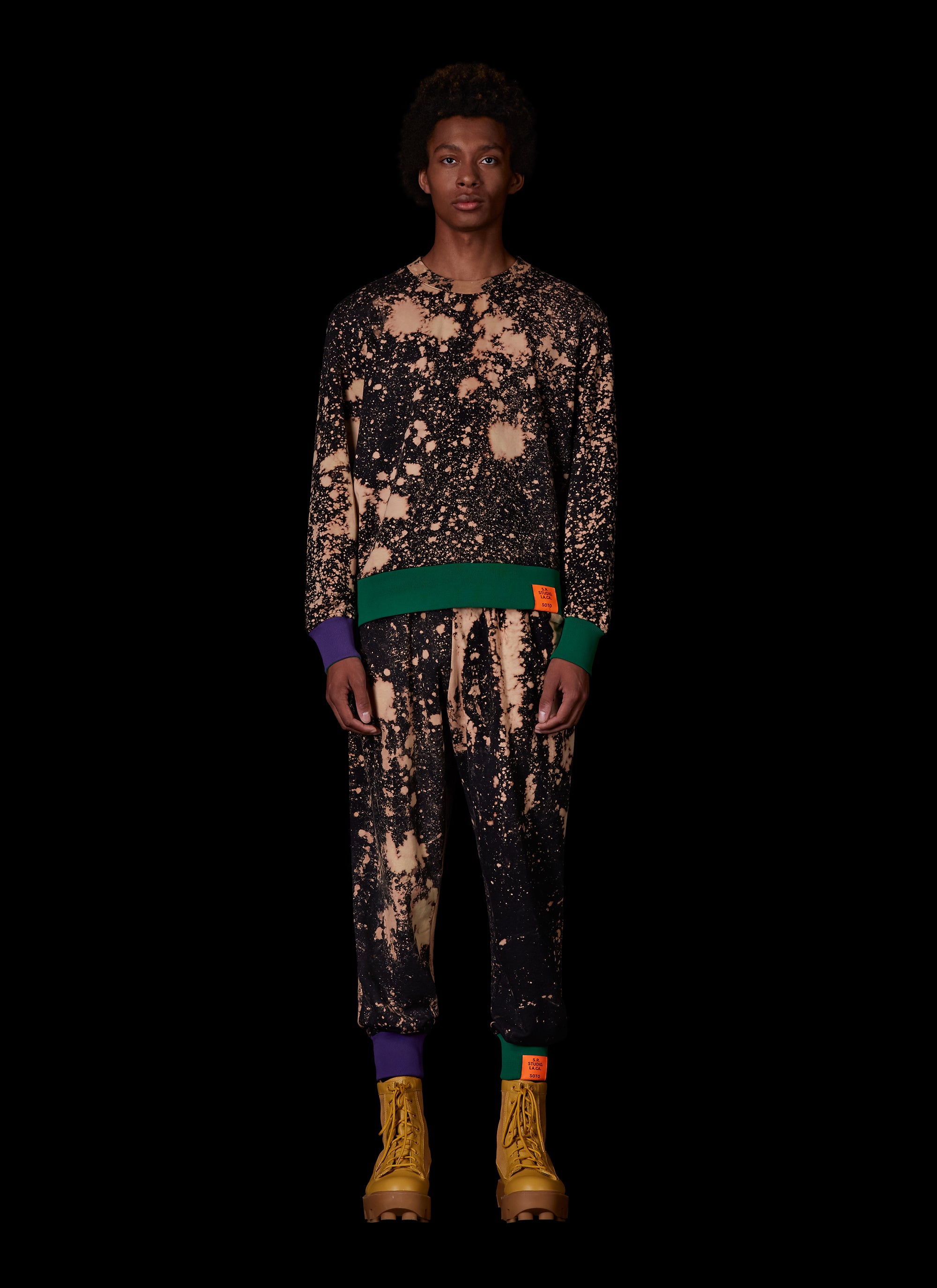 HAND-BLEACHED SOTO SWEATPANTS WITH CONTRAST RIB