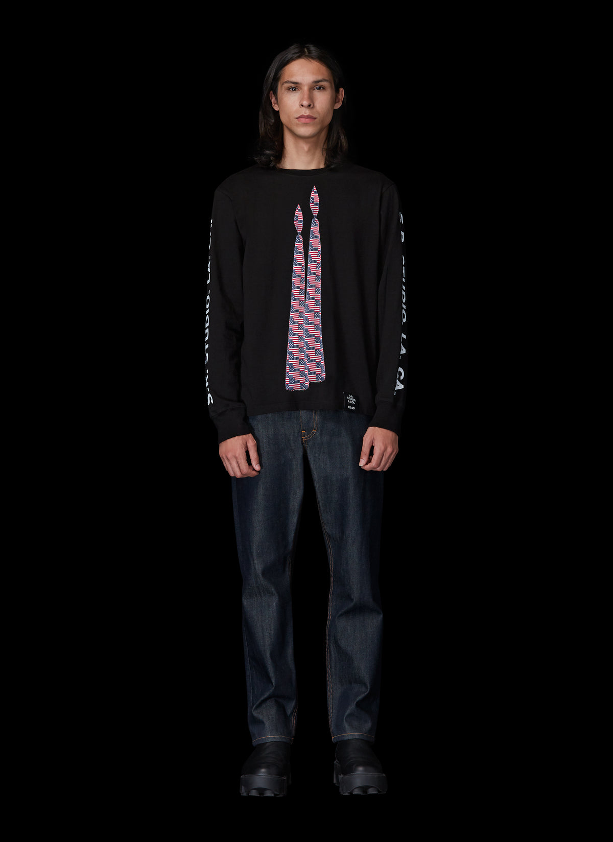 ED. 50 BASIC LONG SLEEVE T-SHIRT WITH DOUBLE VERTICAL FLAG CANDLE AND S.R.S. LOGO