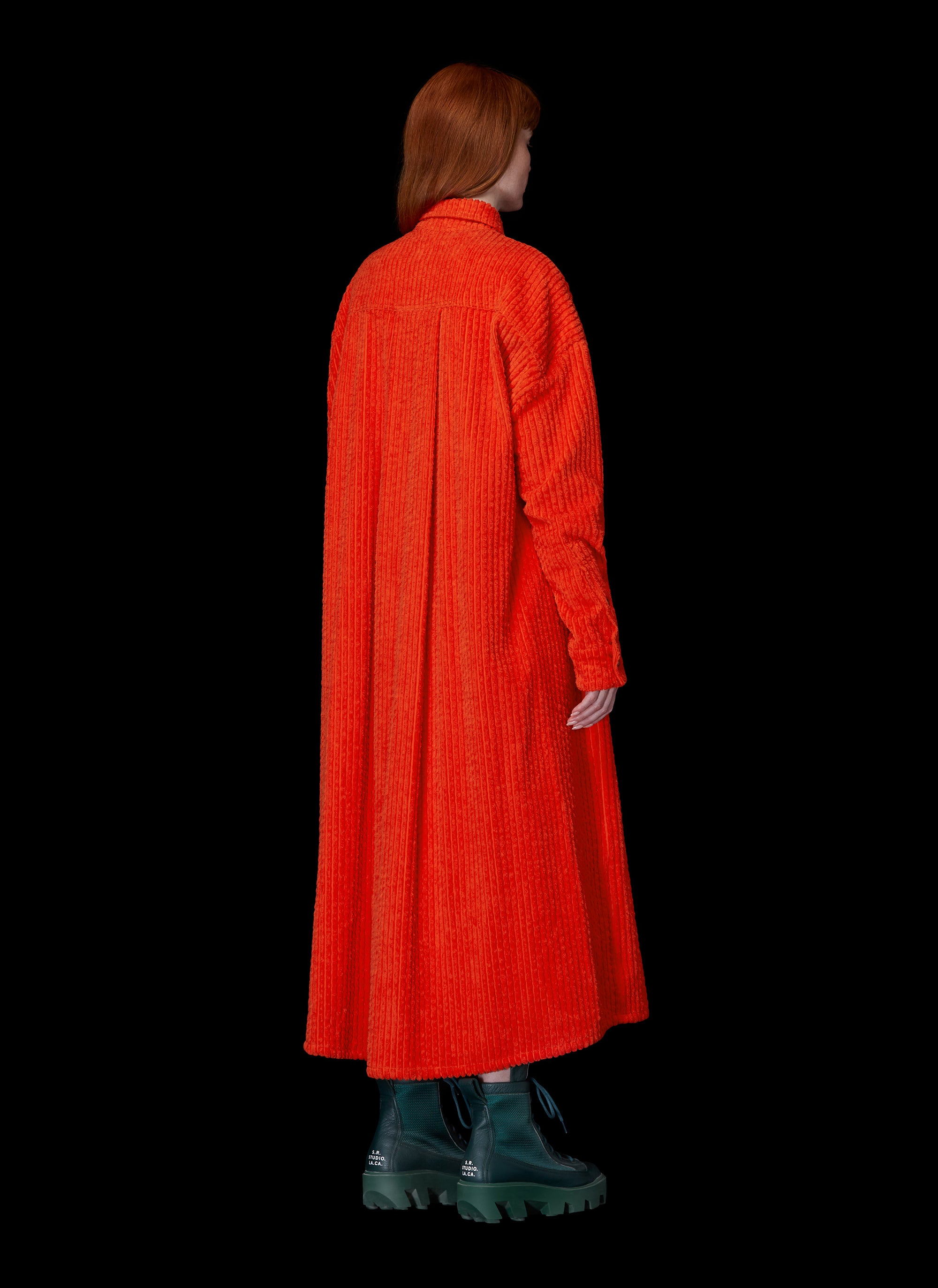 LONG SLEEVE CORDUROY SHIRTDRESS WITH POCKETS