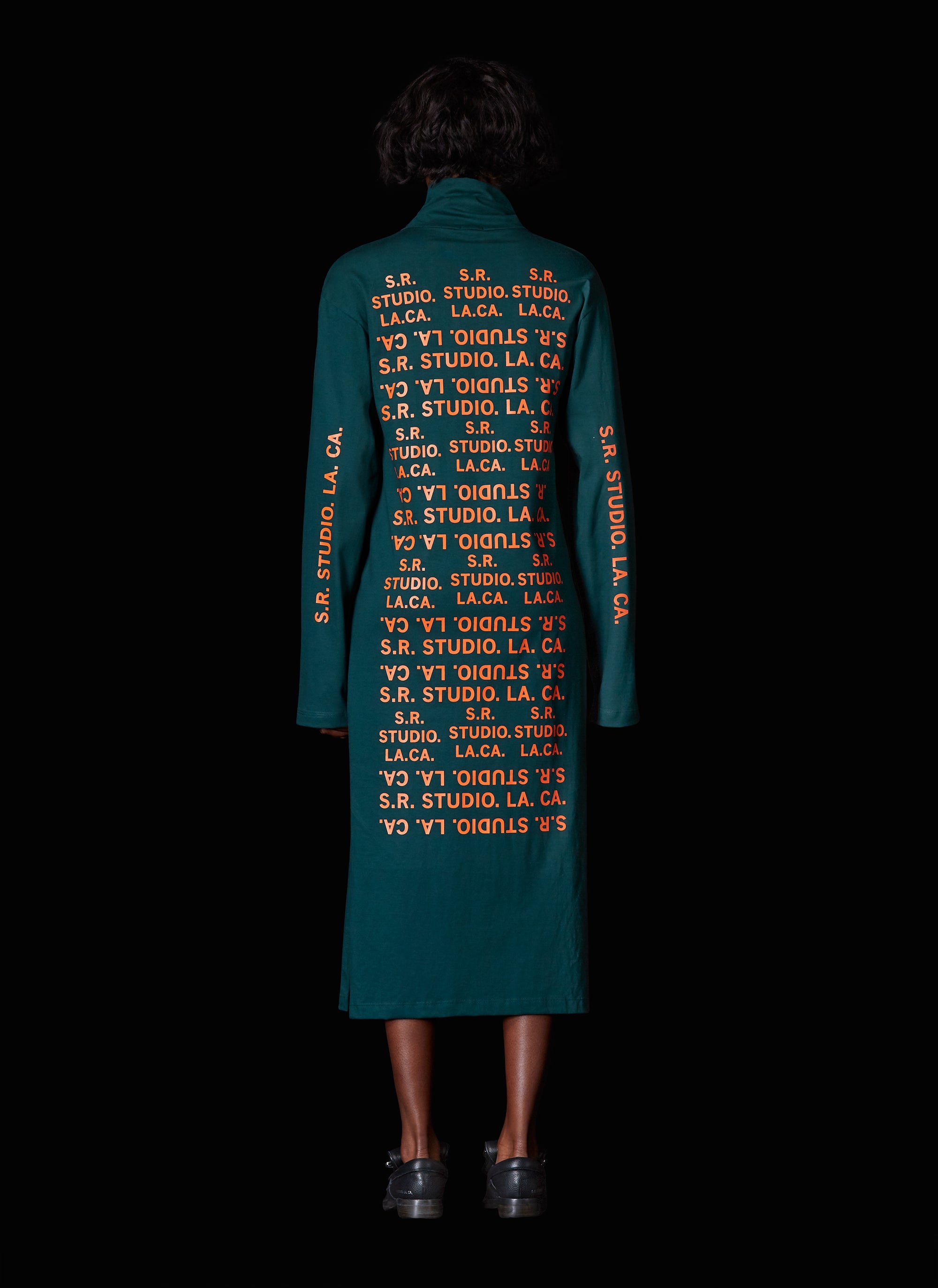 LONG SLEEVE TURTLENECK DRESS WITH S.R.S. DOUBLE LOGO