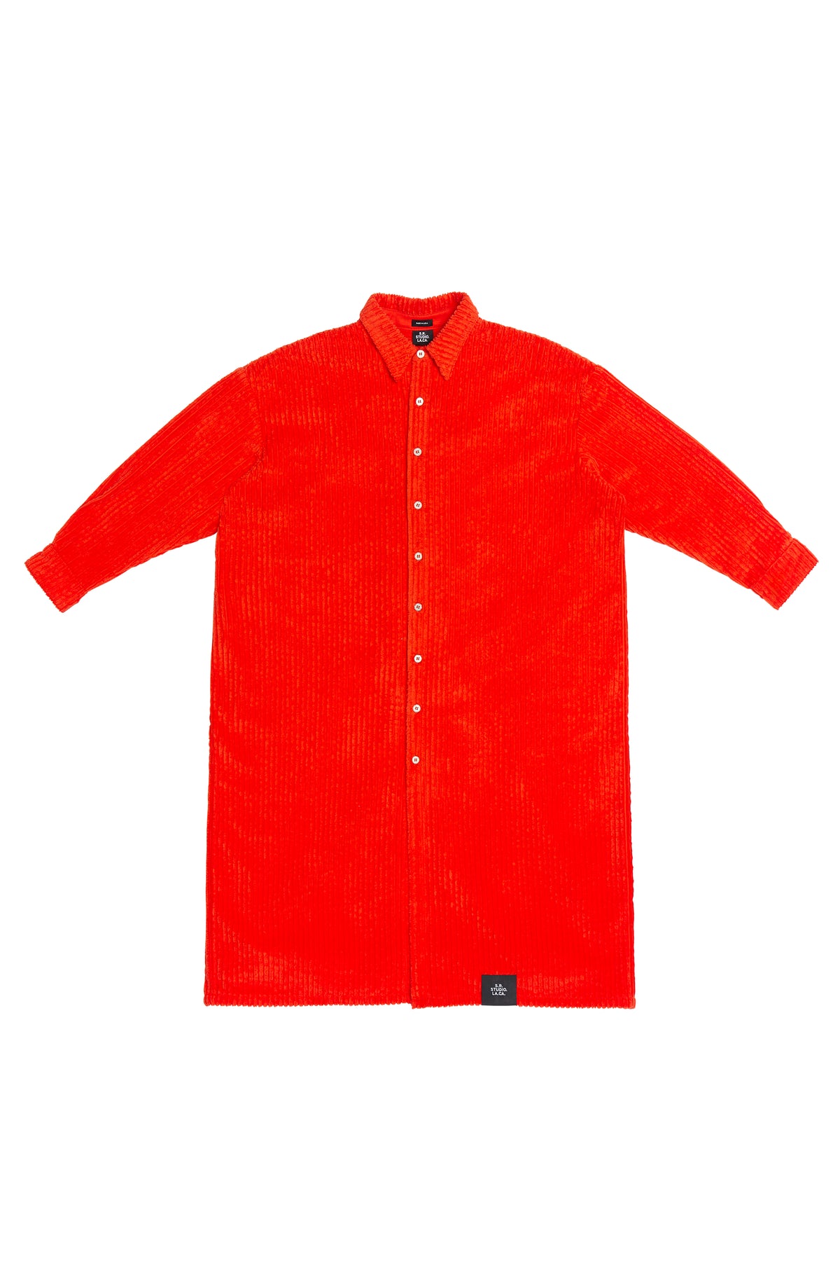 LONG SLEEVE CORDUROY SHIRTDRESS WITH POCKETS