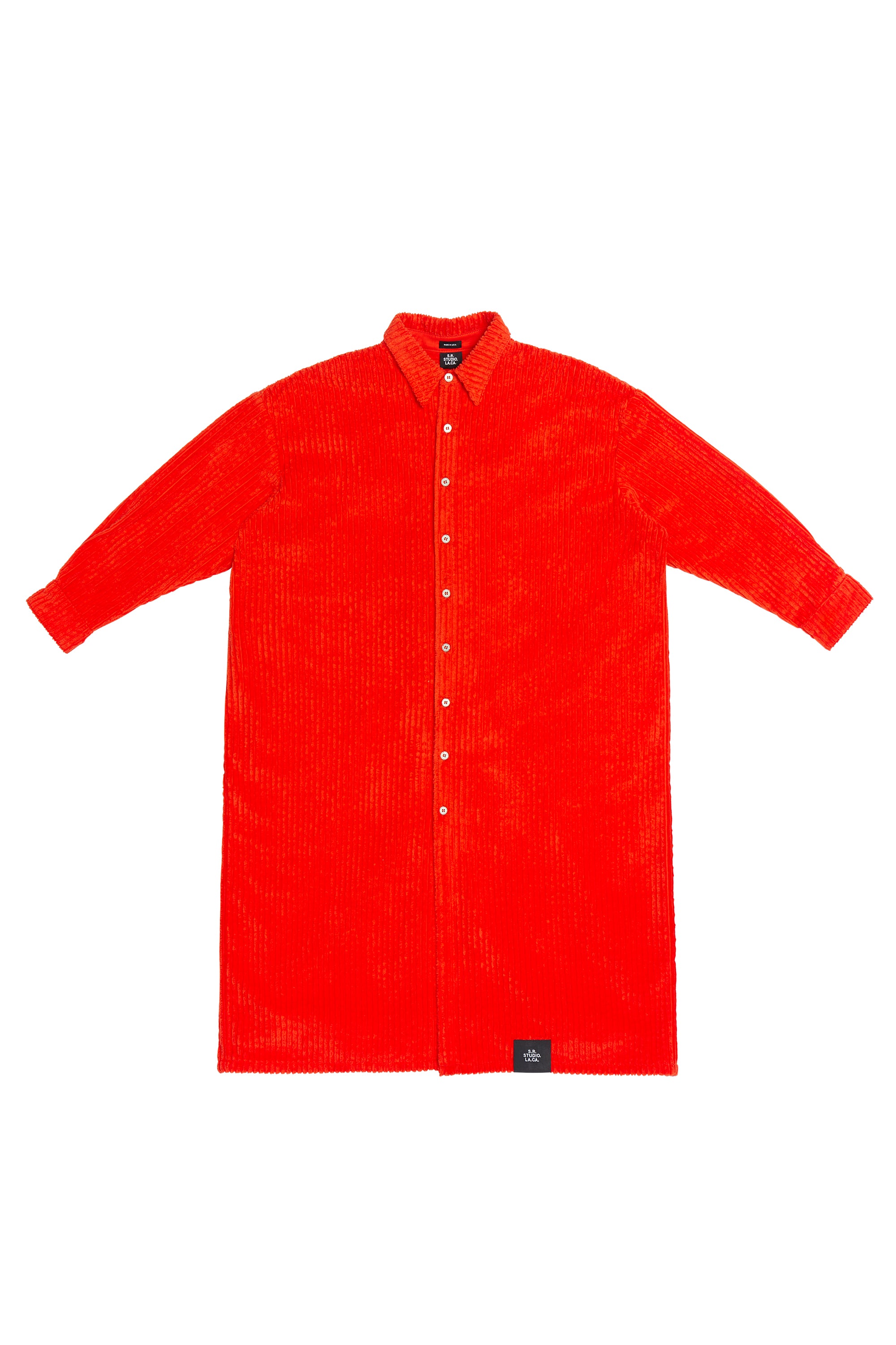 LONG SLEEVE CORDUROY SHIRTDRESS WITH POCKETS