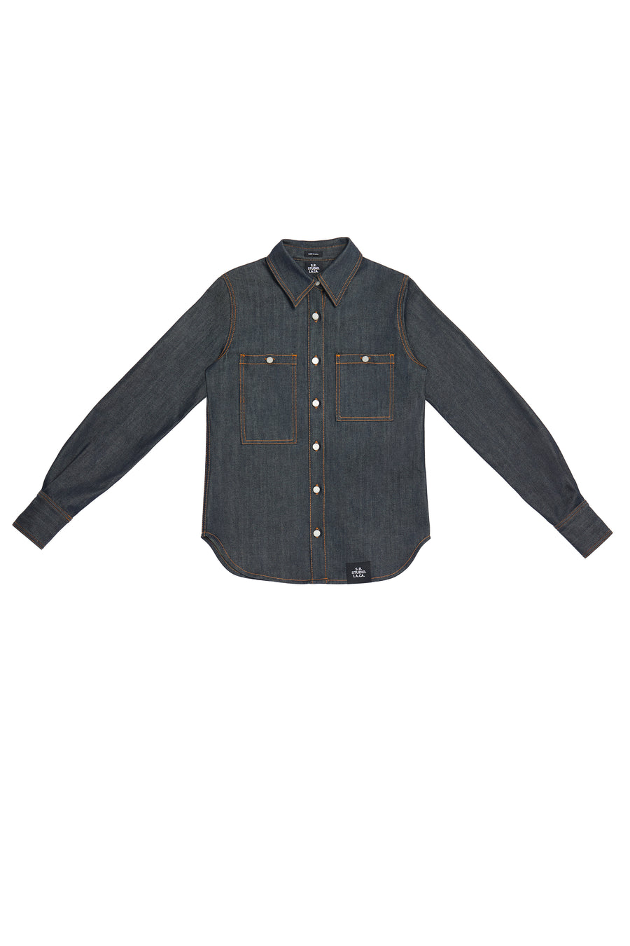 WOMEN'S LONG SLEEVE BUTTON DOWN SHIRT WITH CONTRAST STITCHING