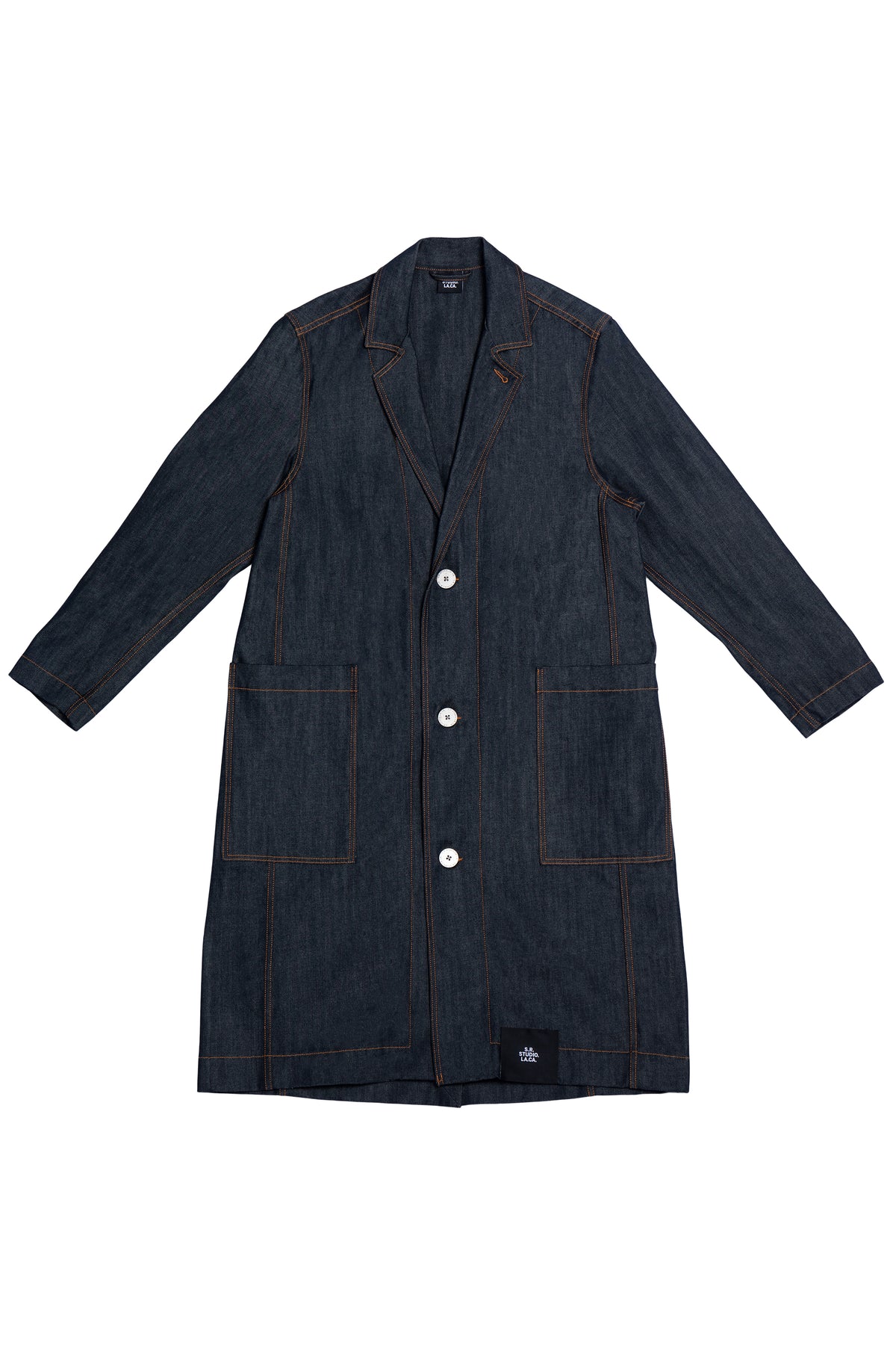 LONG TRENCH COAT WITH CONTRAST STITCHING