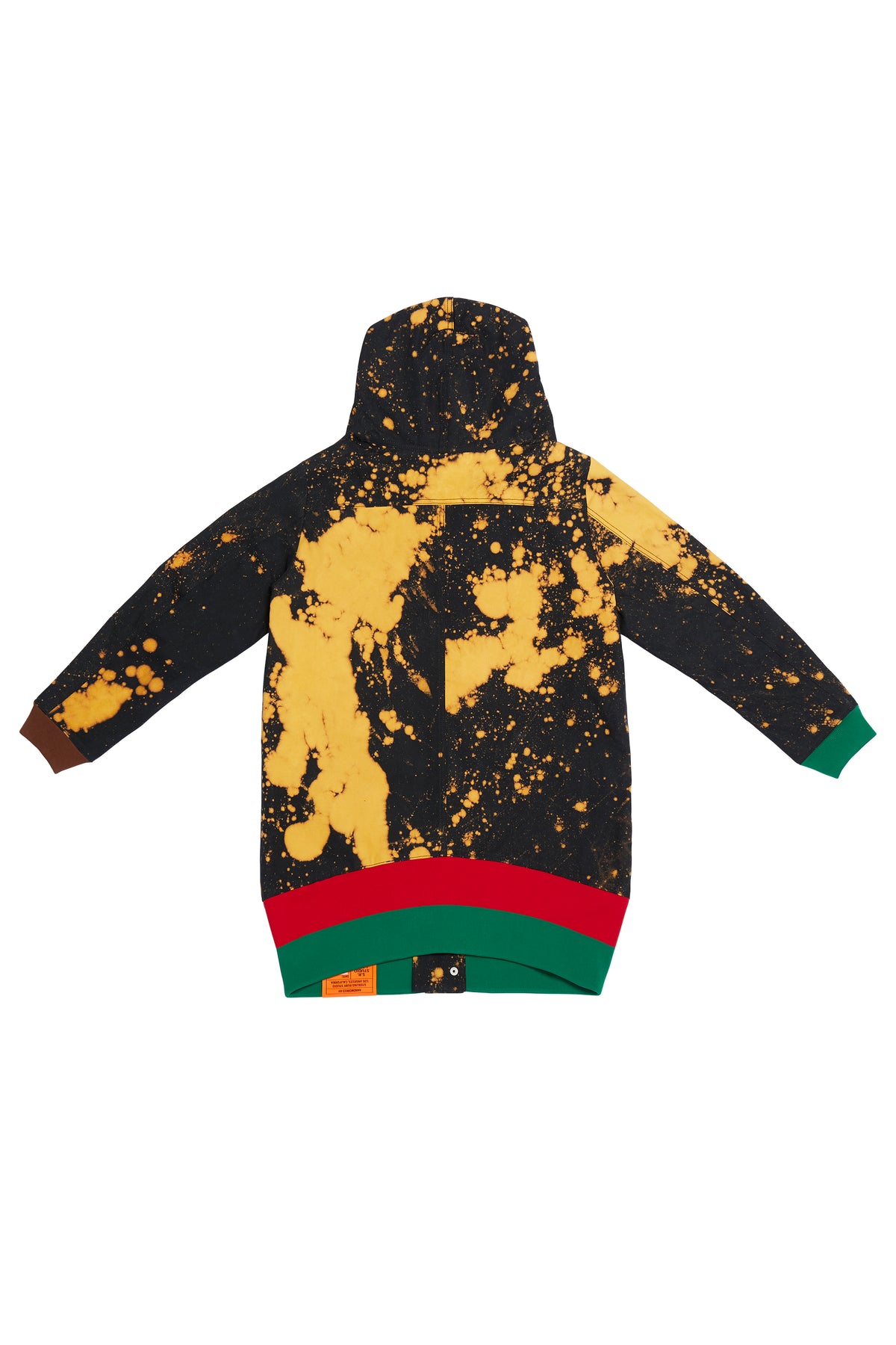 HAND-BLEACHED SEPIA SOTO HOODED COAT WITH HORIZON RIB