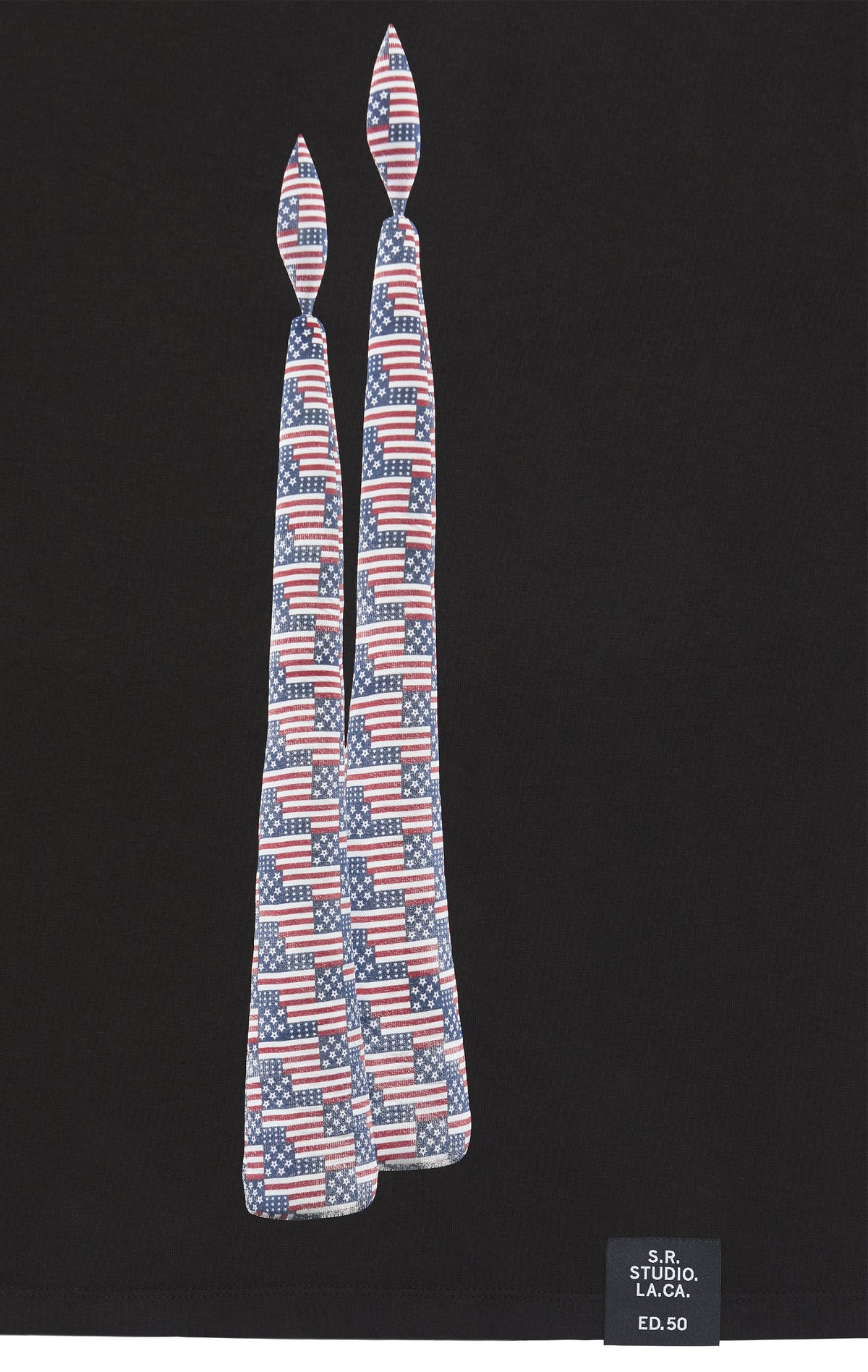 ED. 50 BASIC T-SHIRT WITH DOUBLE VERTICAL FLAG CANDLE AND S.R.S. LOGO