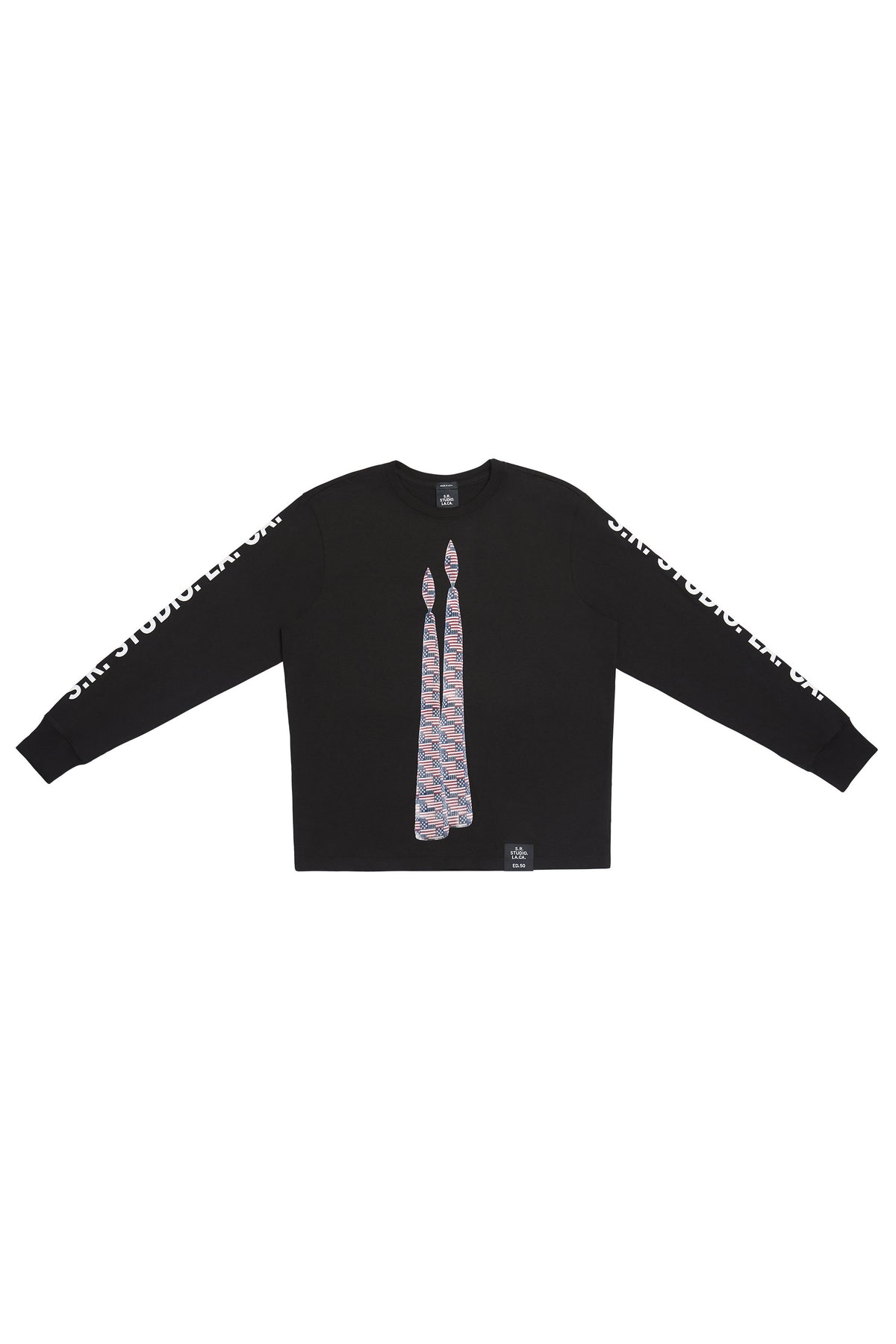 ED. 50 BASIC T-SHIRT WITH DOUBLE VERTICAL FLAG CANDLE AND S.R.S. LOGO