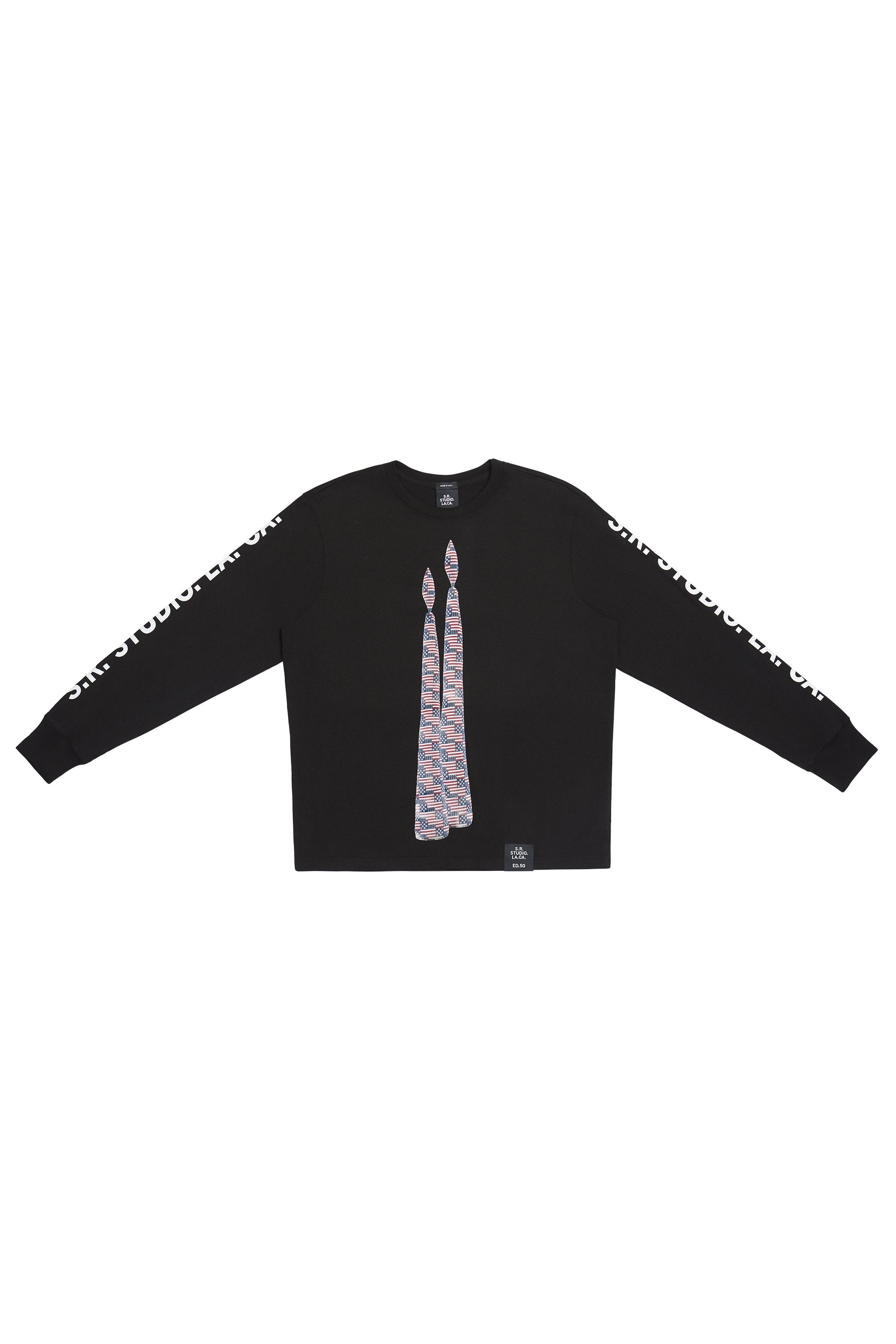 ED. 50 BASIC T-SHIRT WITH DOUBLE VERTICAL FLAG CANDLE AND S.R.S. LOGO