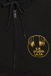 CLASSIC ZIP-UP HOODIE WITH VAMPIRE SUNRISE GRAPHIC AND S.R.S. LOGO