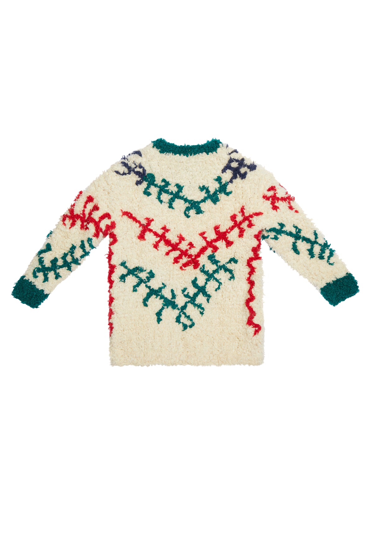 HAND-KNIT FUZZY LONG CREWNECK SWEATER