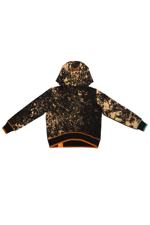 HAND-BLEACHED SOTO SLANTED PULLOVER HOODIE WITH MULTI RIB