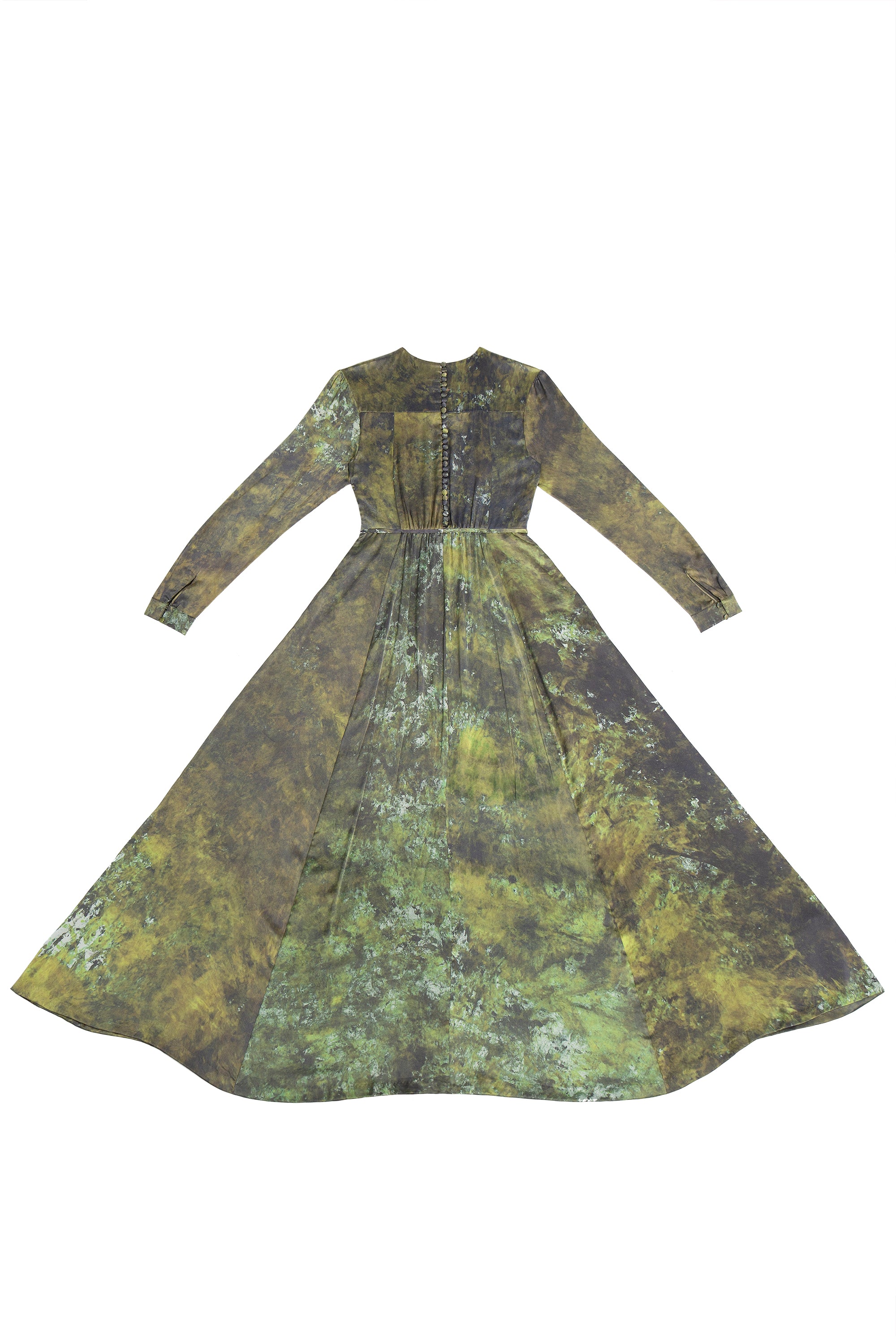 HAND-DYED SILK PRAIRIE DRESS EMERALD GREEN S.R. STUDIO. LA. CA. BY STERLING RUBY