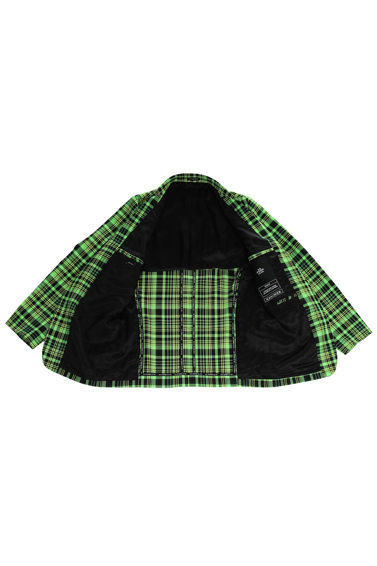OPEN-WEAVE CHECK SUIT JACKET WITH SAFETY PIN
