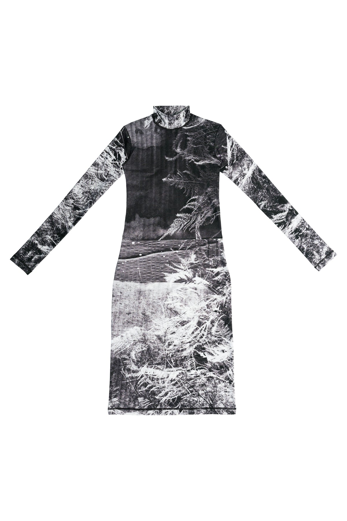 MELANIE SCHIFF FERN SPANDEX MOCK NECK FITTED DRESS S.R. STUDIO. LA. CA. BY STERLING RUBY