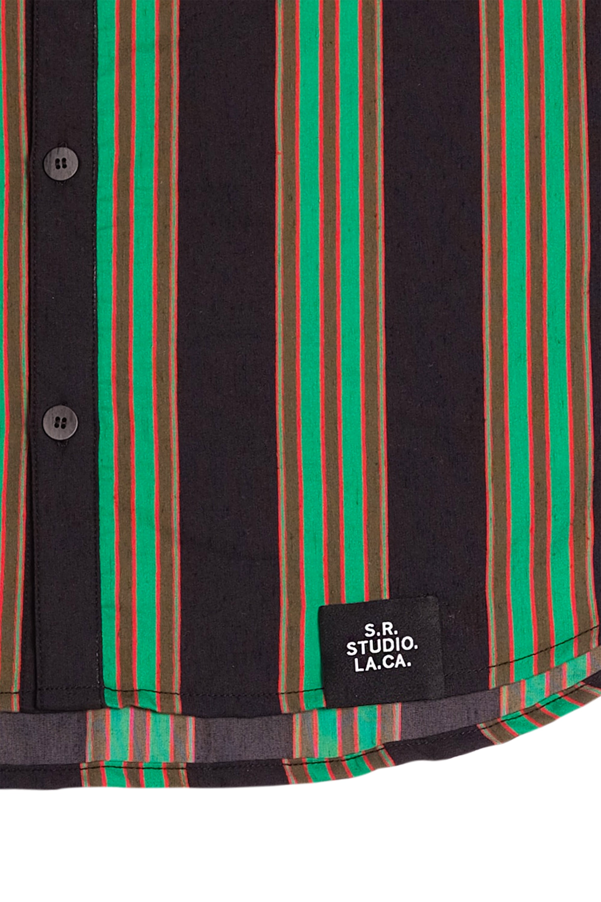 MEN'S B.G.R STRIPE OVERSIZED SHORT SLEEVE BUTTON DOWN SHIRT