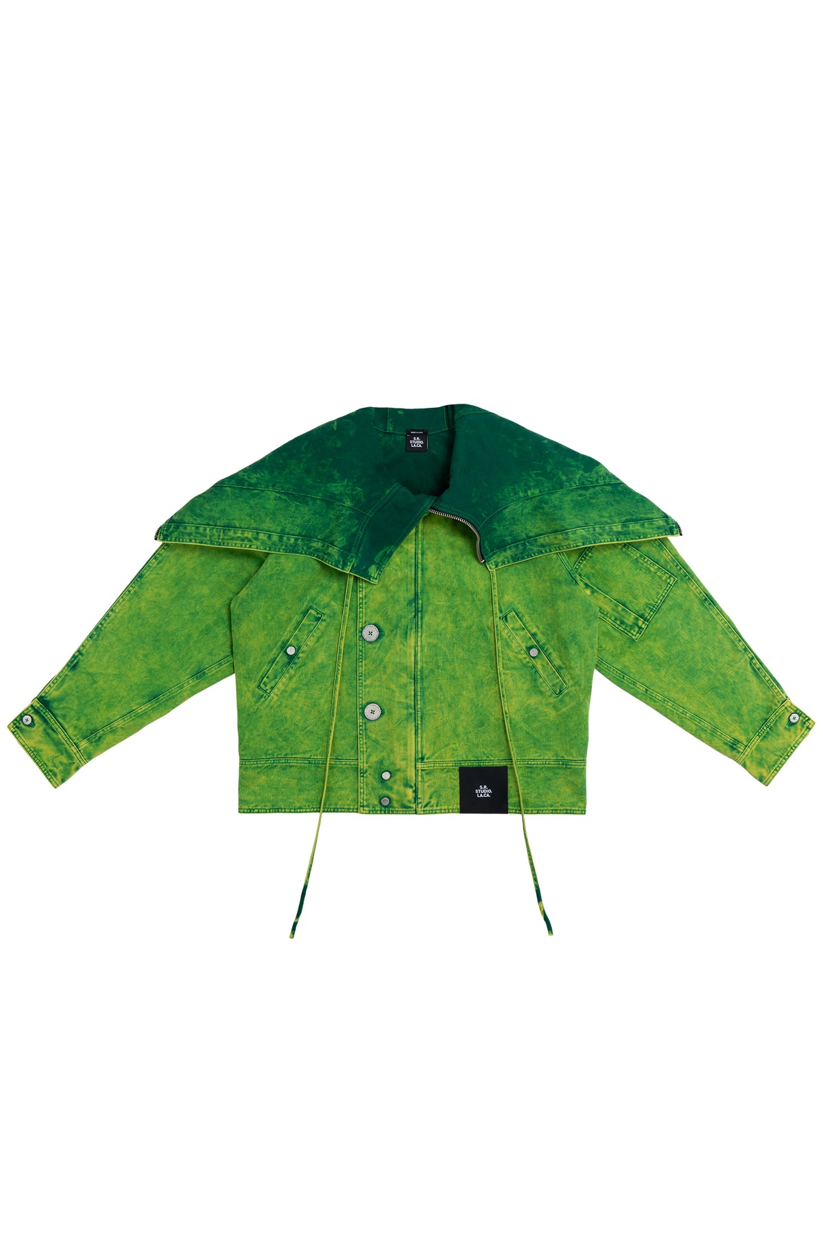 DENIM BOMBER JACKET WITH LIME IO WASH S.R. STUDIO. LA. CA. by Sterling Ruby