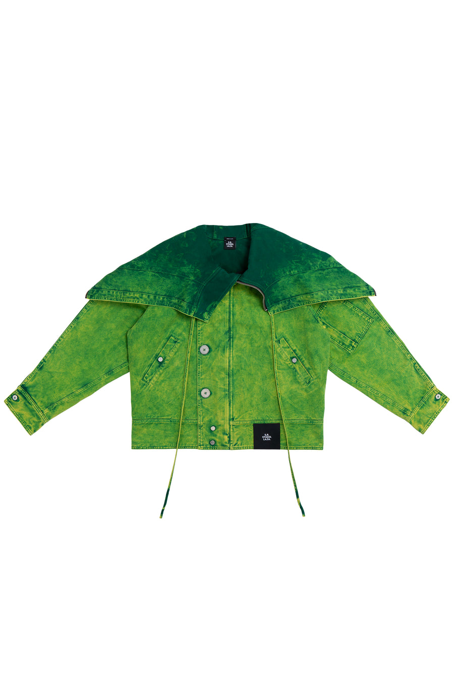 DENIM BOMBER JACKET WITH LIME IO WASH S.R. STUDIO. LA. CA. by Sterling Ruby