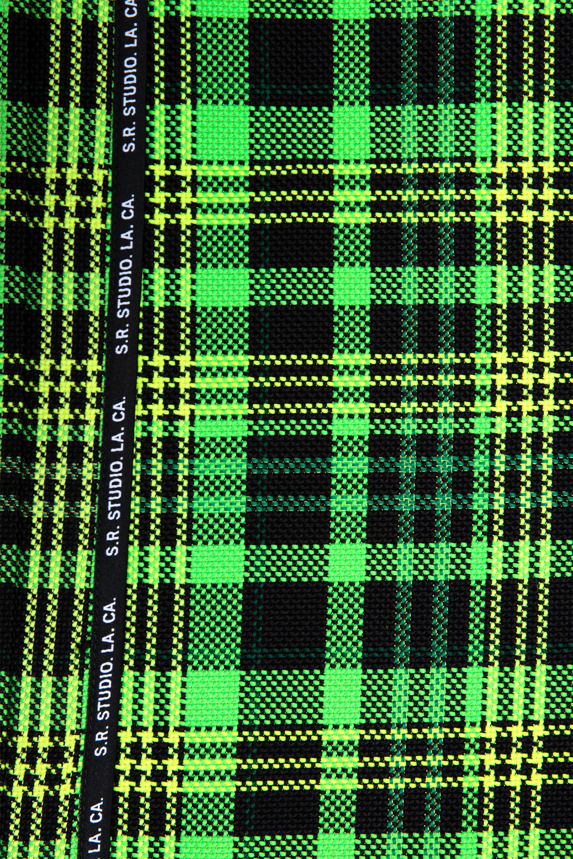 OPEN-WEAVE CHECK LONG TRENCH COAT