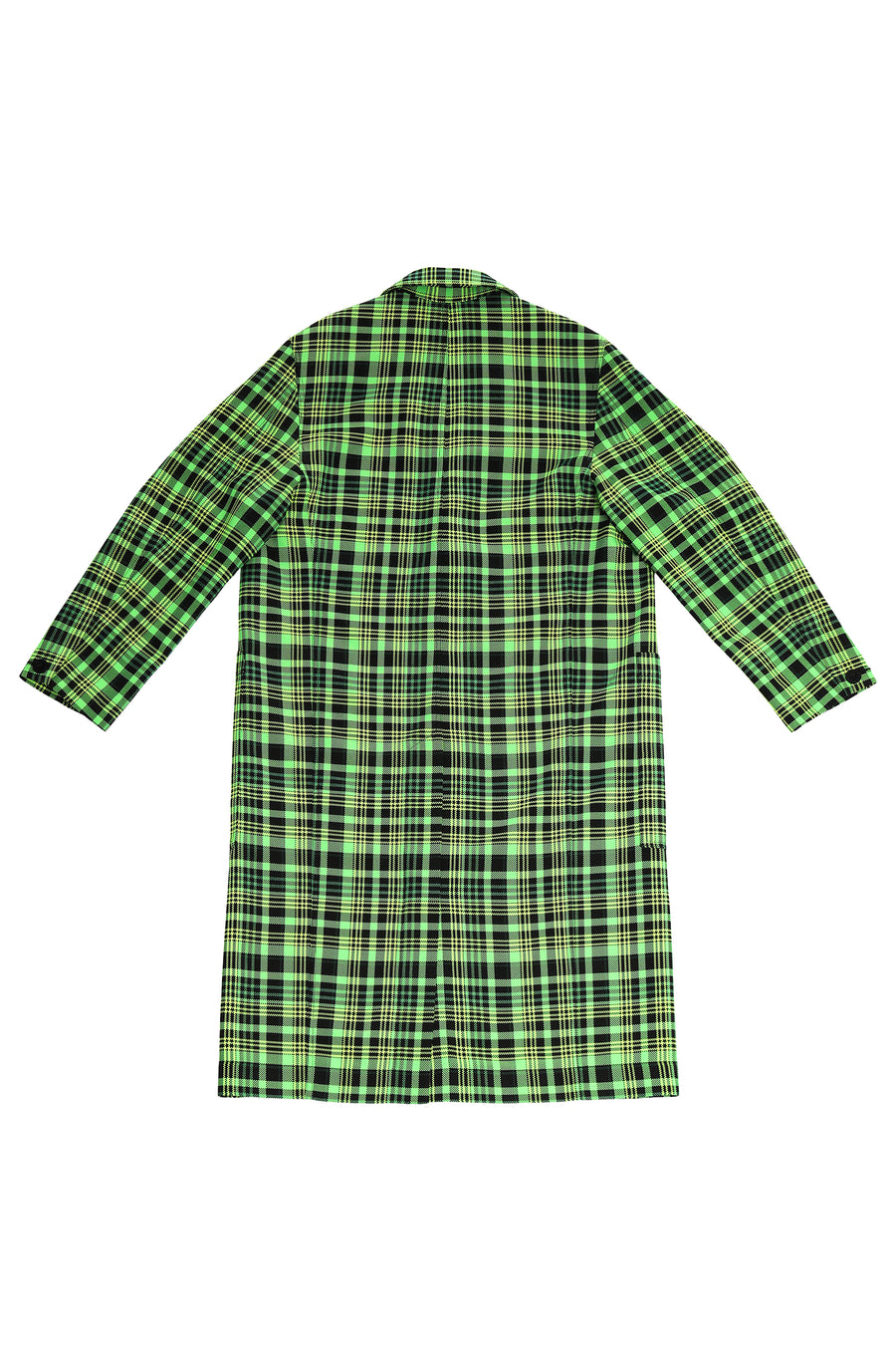 OPEN-WEAVE CHECK LONG TRENCH COAT