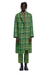 OPEN-WEAVE CHECK LONG TRENCH COAT