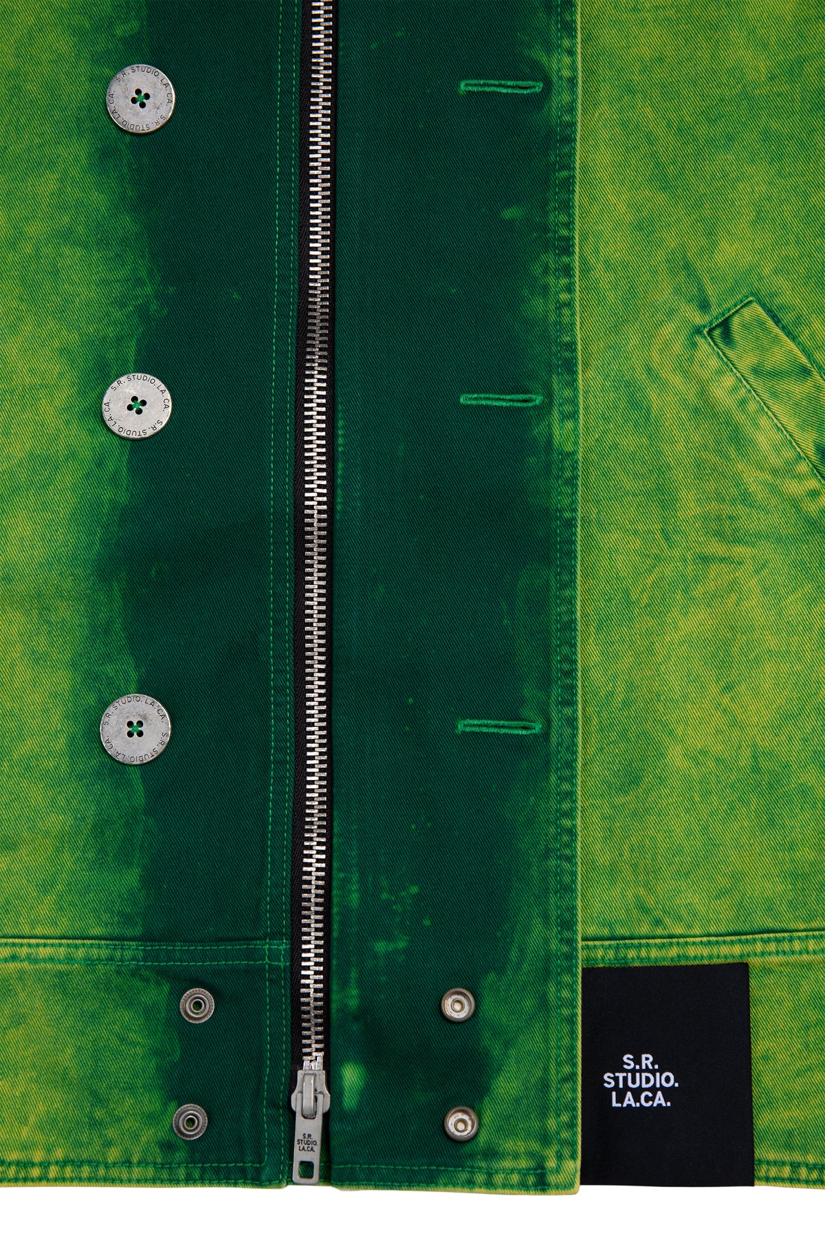 DENIM BOMBER JACKET WITH LIME IO WASH S.R. STUDIO. LA. CA. by Sterling Ruby