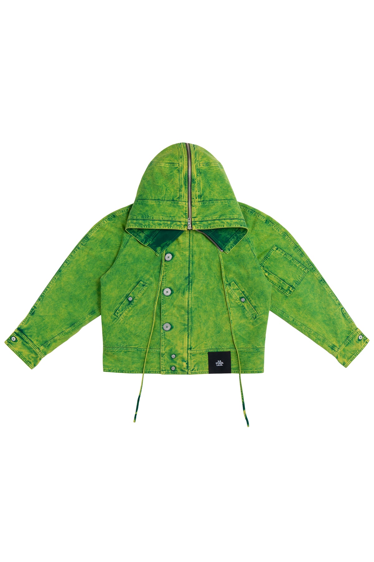 DENIM BOMBER JACKET WITH LIME IO WASH S.R. STUDIO. LA. CA. by Sterling Ruby