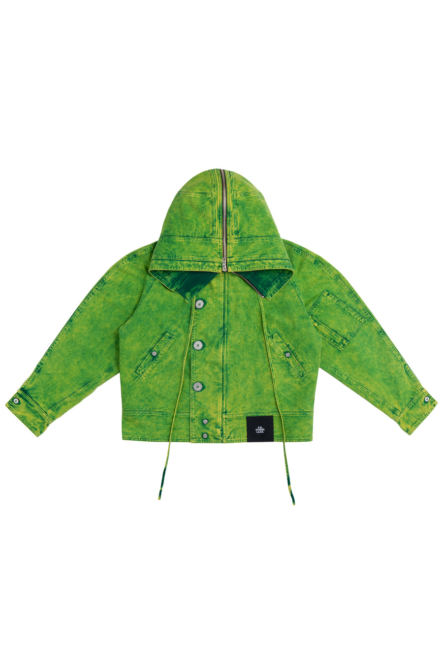 DENIM BOMBER JACKET WITH LIME IO WASH S.R. STUDIO. LA. CA. by Sterling Ruby
