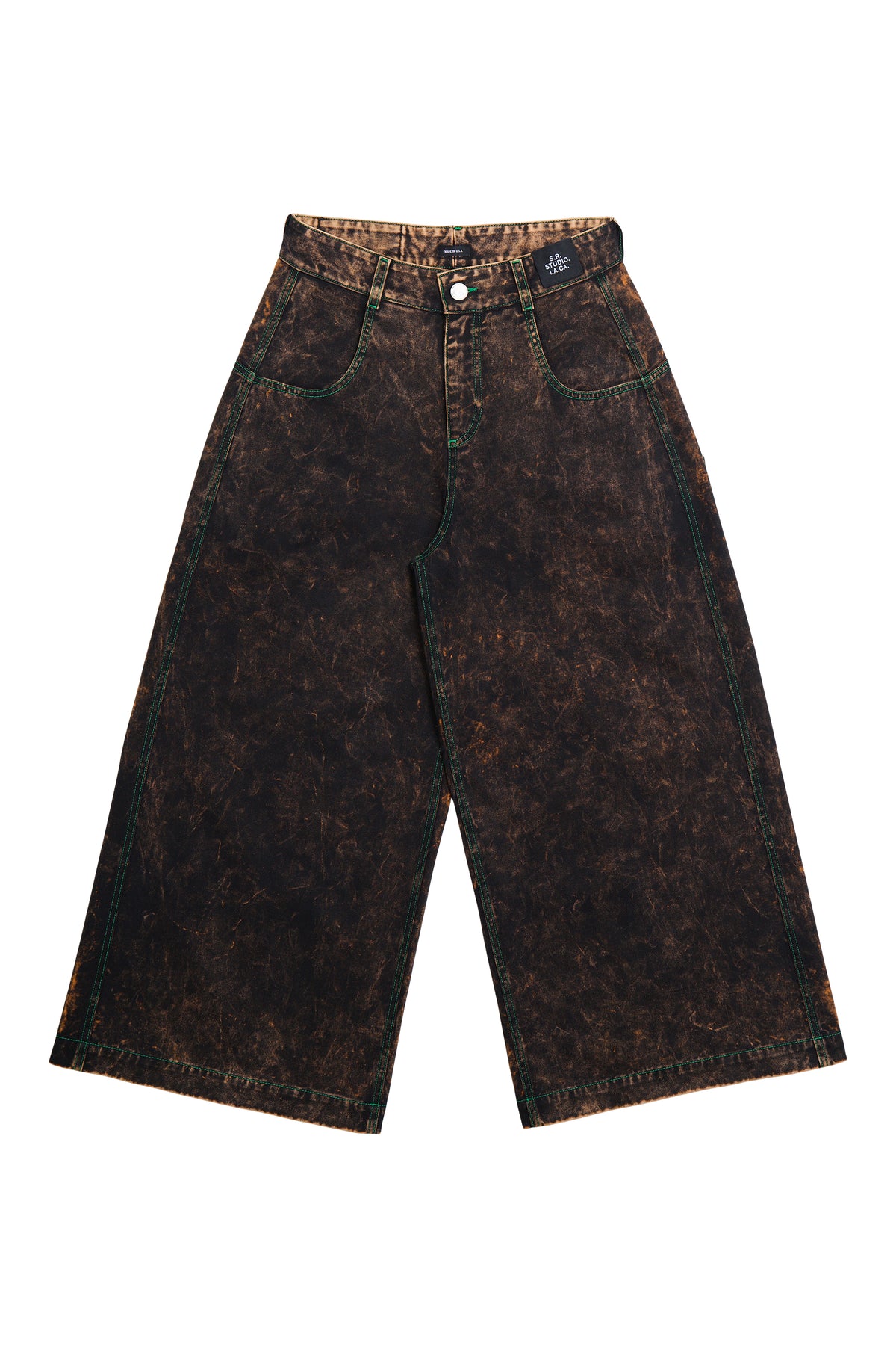 S.R. STUDIO. LA. CA. BY STERLING RUBY AP WIDE RAVER WITH CONTRAST STITCHING AND IO WASH INSECT INDEX