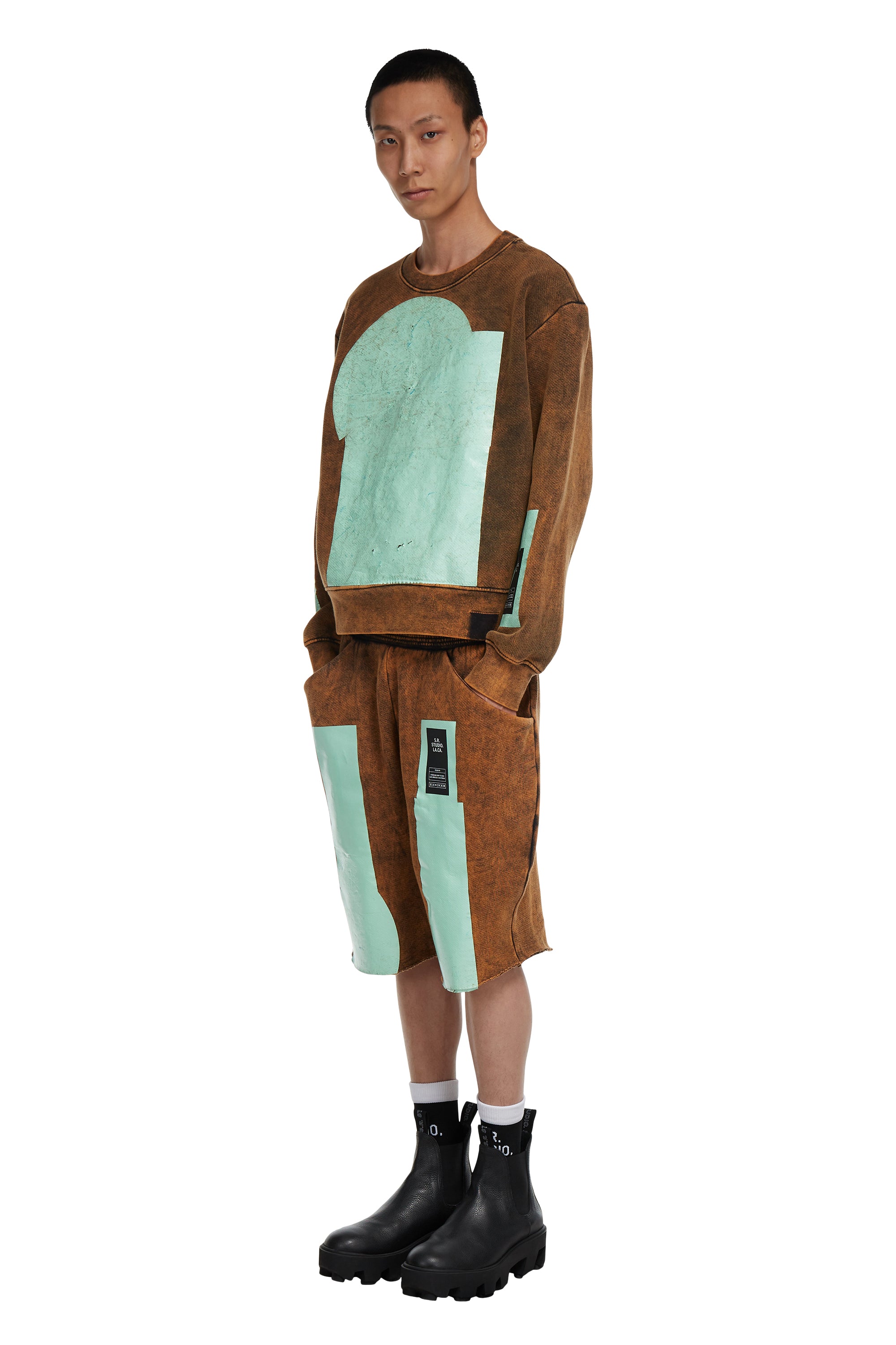 AP ELASTIC WAIST SHORT WITH MINT SHAPES AND IO WASH