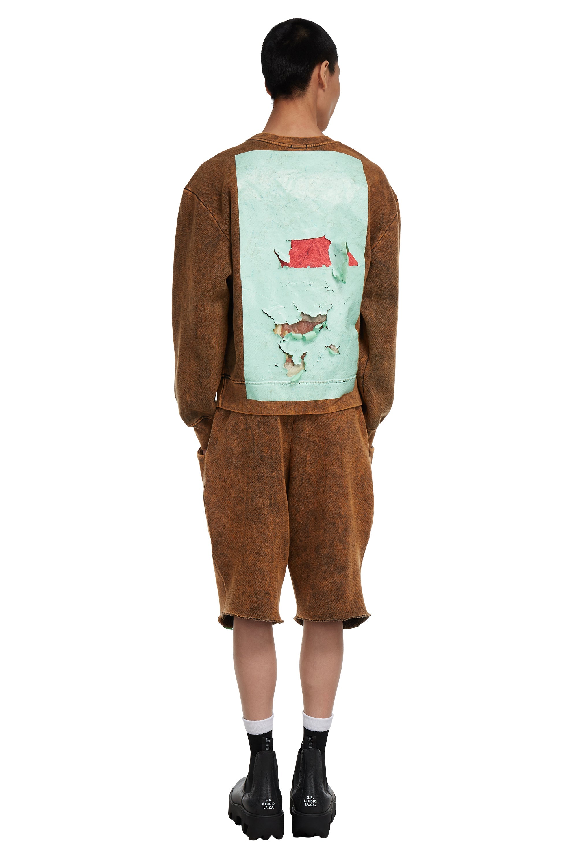 AP ELASTIC WAIST SHORT WITH MINT SHAPES AND IO WASH