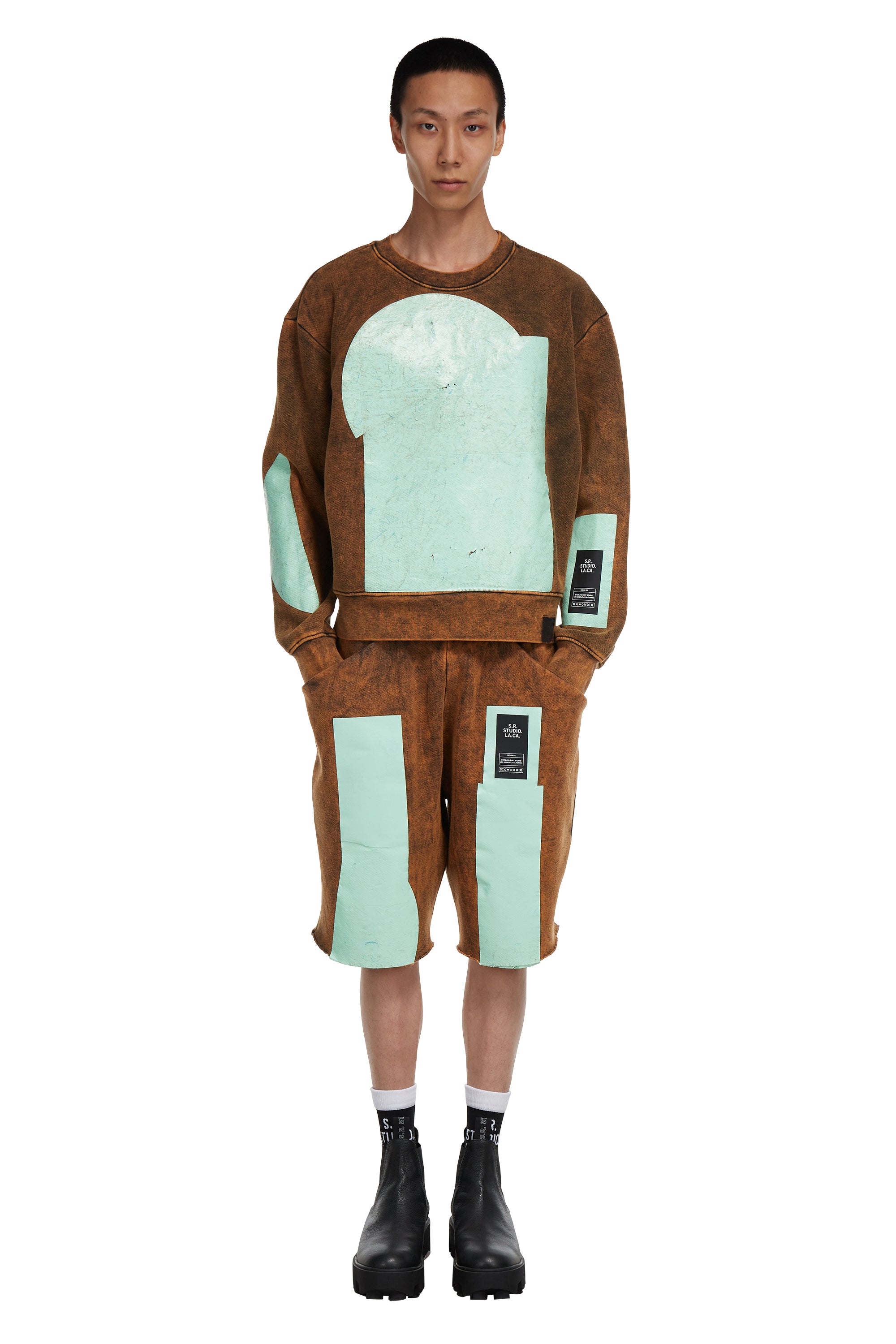 AP ELASTIC WAIST SHORT WITH MINT SHAPES AND IO WASH