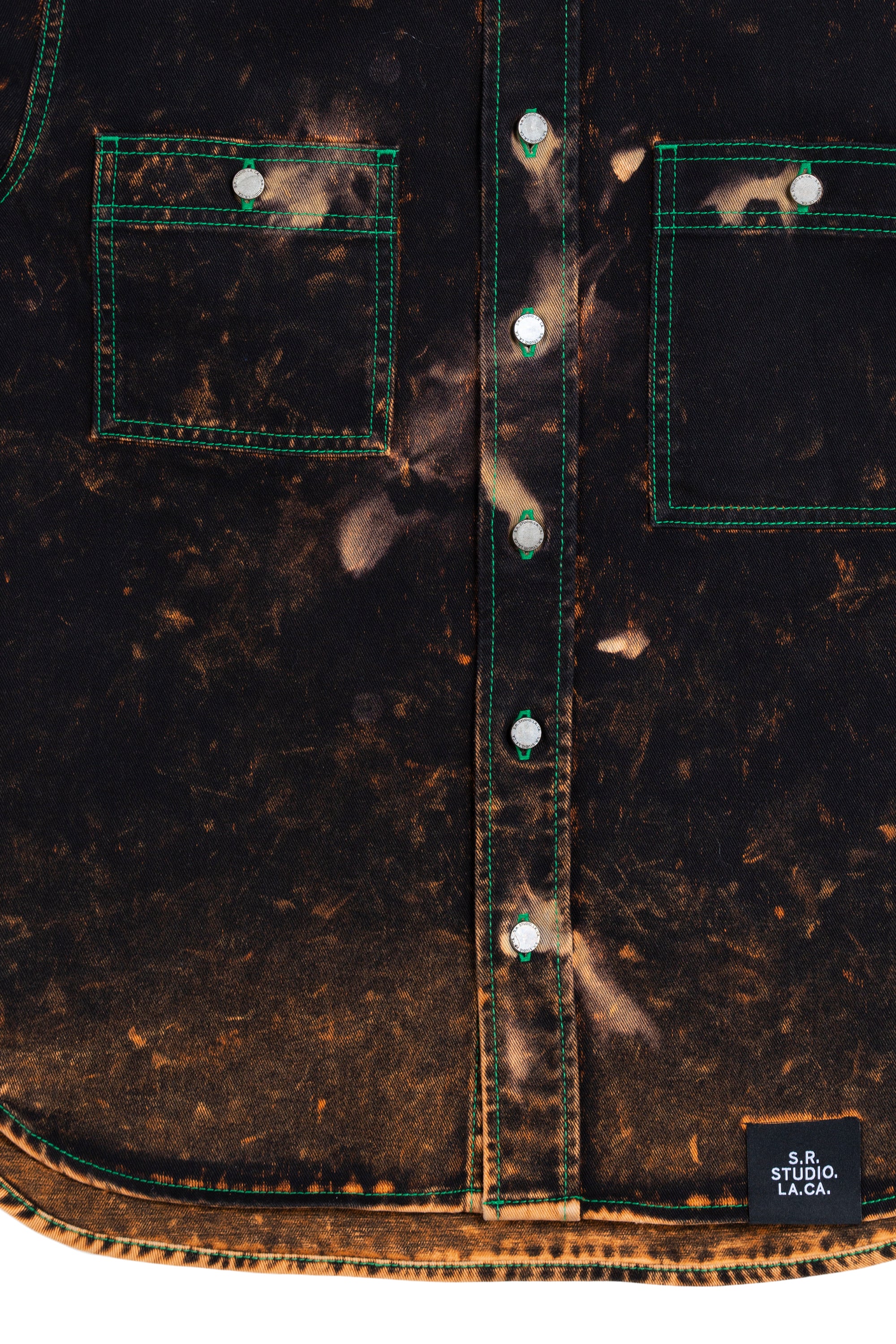 AP LONG SLEEVE BUTTON DOWN SHIRT WITH CONTRAST STITCHING AND IO WASH