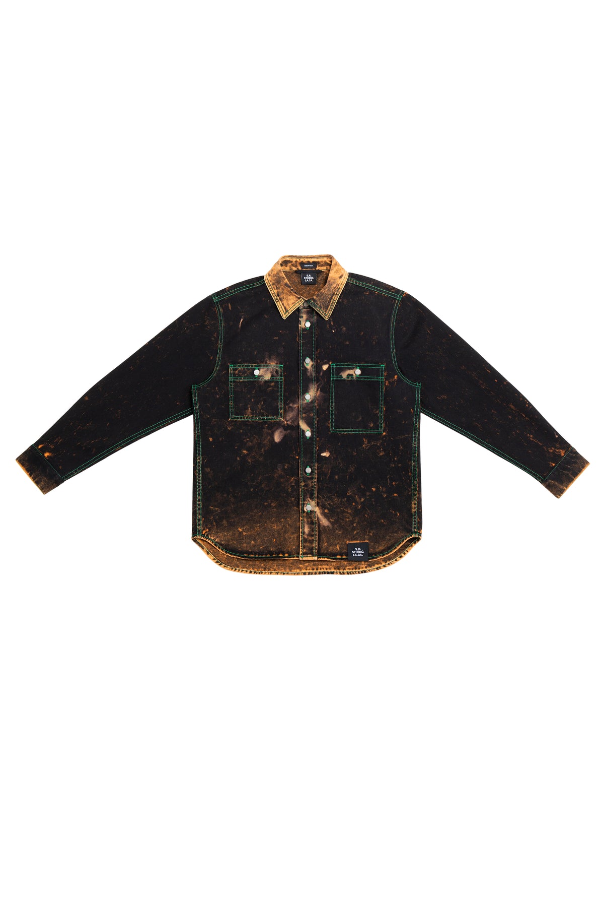 AP LONG SLEEVE BUTTON DOWN SHIRT WITH CONTRAST STITCHING AND IO WASH