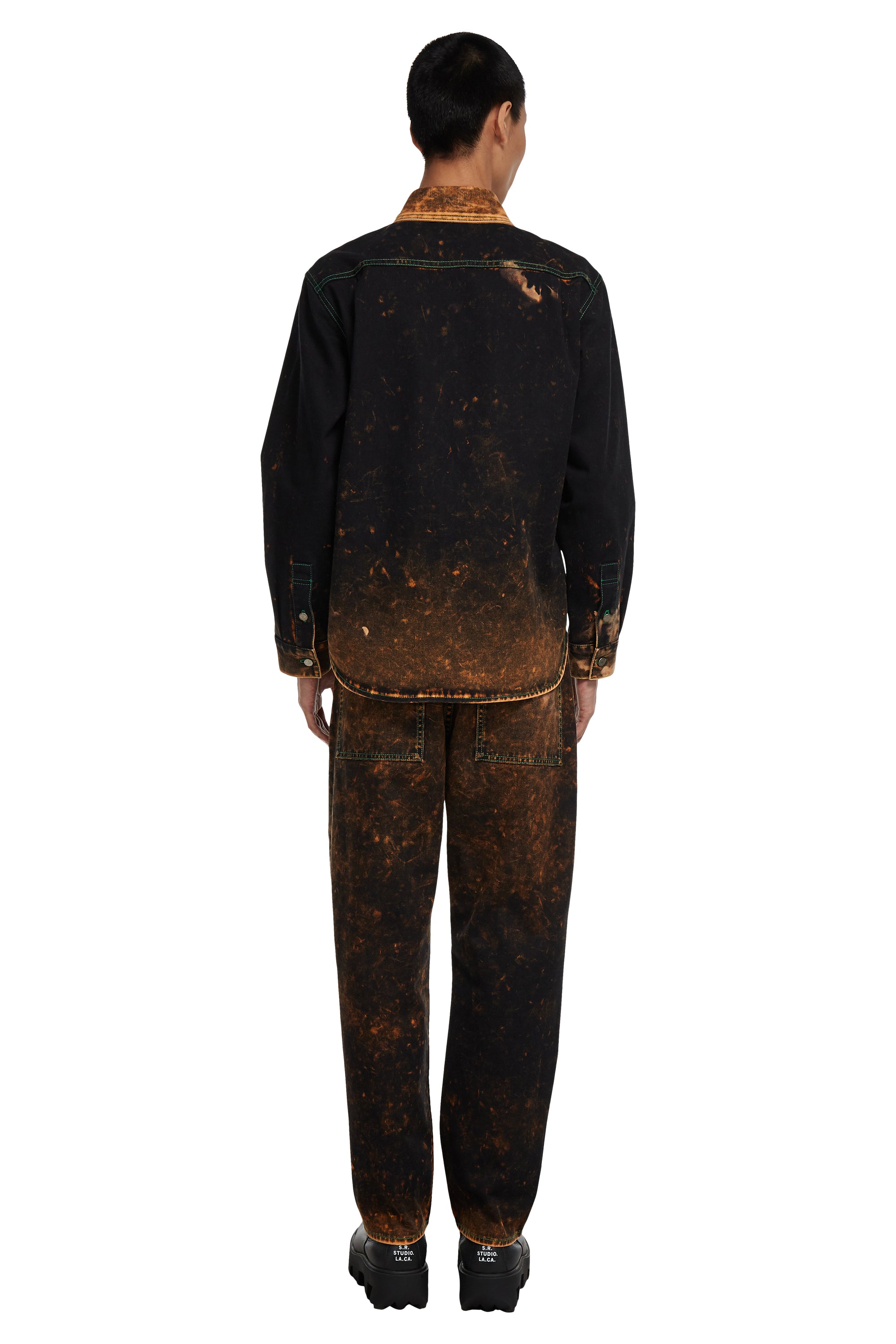 AP LONG SLEEVE BUTTON DOWN SHIRT WITH CONTRAST STITCHING AND IO WASH