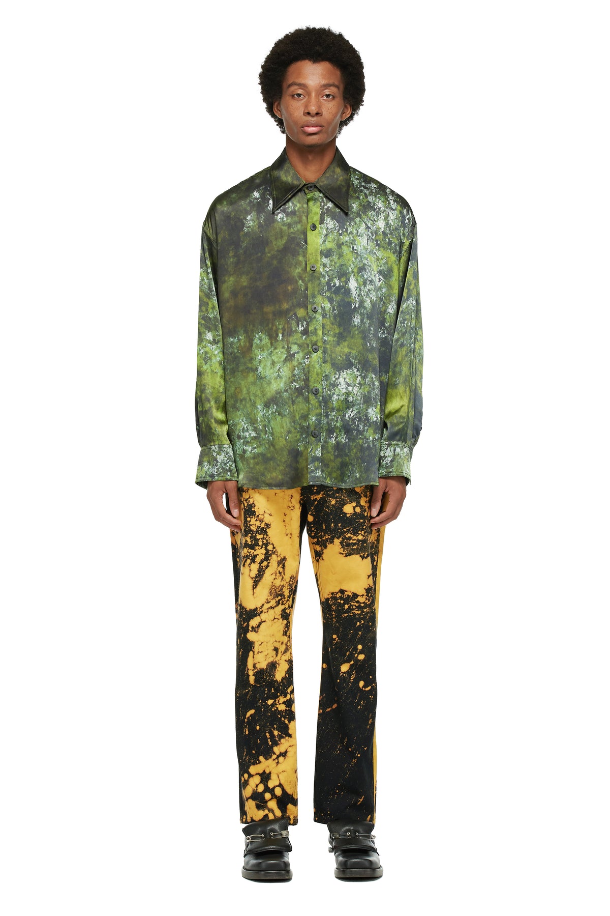 HAND-DYED E.G. SOTO SILK OVERSIZED SHIRT WITH PLEATED BACK