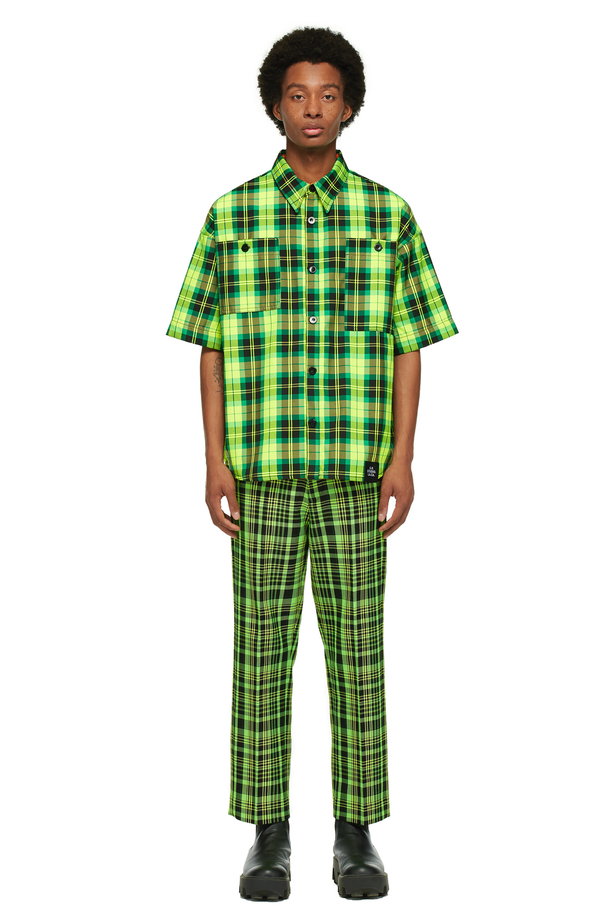 MEN'S OPEN-WEAVE CHECK SUIT PANT