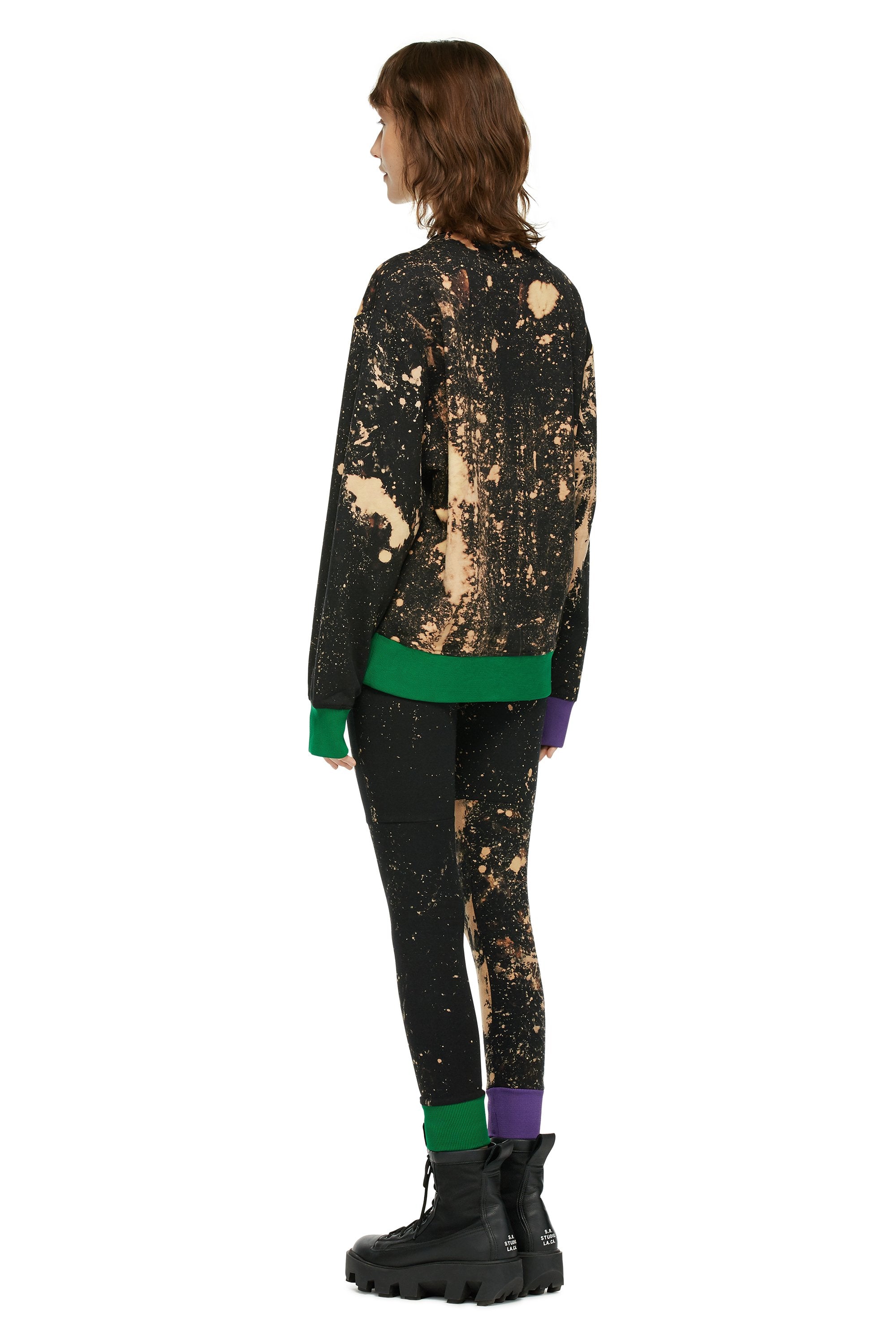 HAND-BLEACHED SOTO HIGH-WAIST LEGGINGS WITH CONTRAST RIB