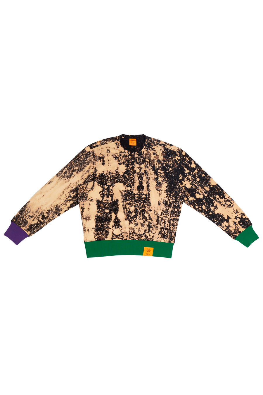 HAND-BLEACHED SEPIA SOTO SWEATSHIRT WITH CONTRAST RIB S.R. STUDIO. LA. CA. BY STERLING RUBY