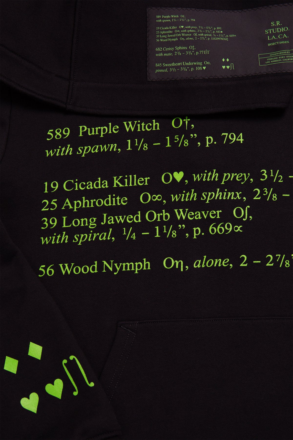 S.R. STUDIO. LA. CA. BY STERLING RUBY OVERSIZED HOODIE INSECT INDEX