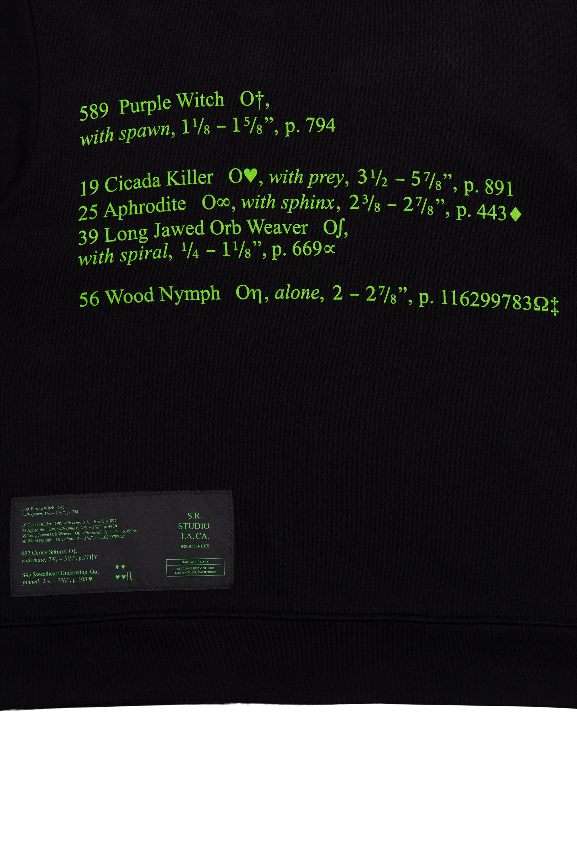 S.R. STUDIO. LA. CA. BY STERLING RUBY OVERSIZED CREWNECK SWEATSHIRT INSECT INDEX