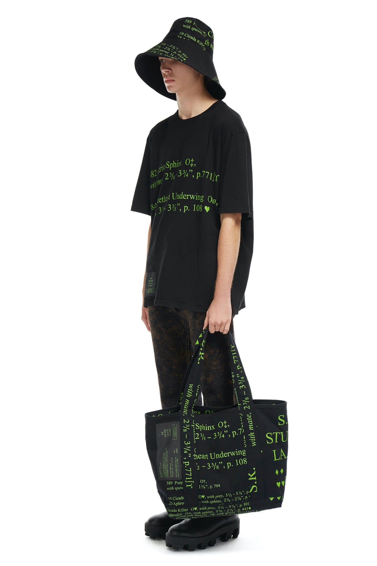 S.R. STUDIO. LA. CA. BY STERLING RUBY LONG-BRIM BUCKET HAT INSECT INDEX