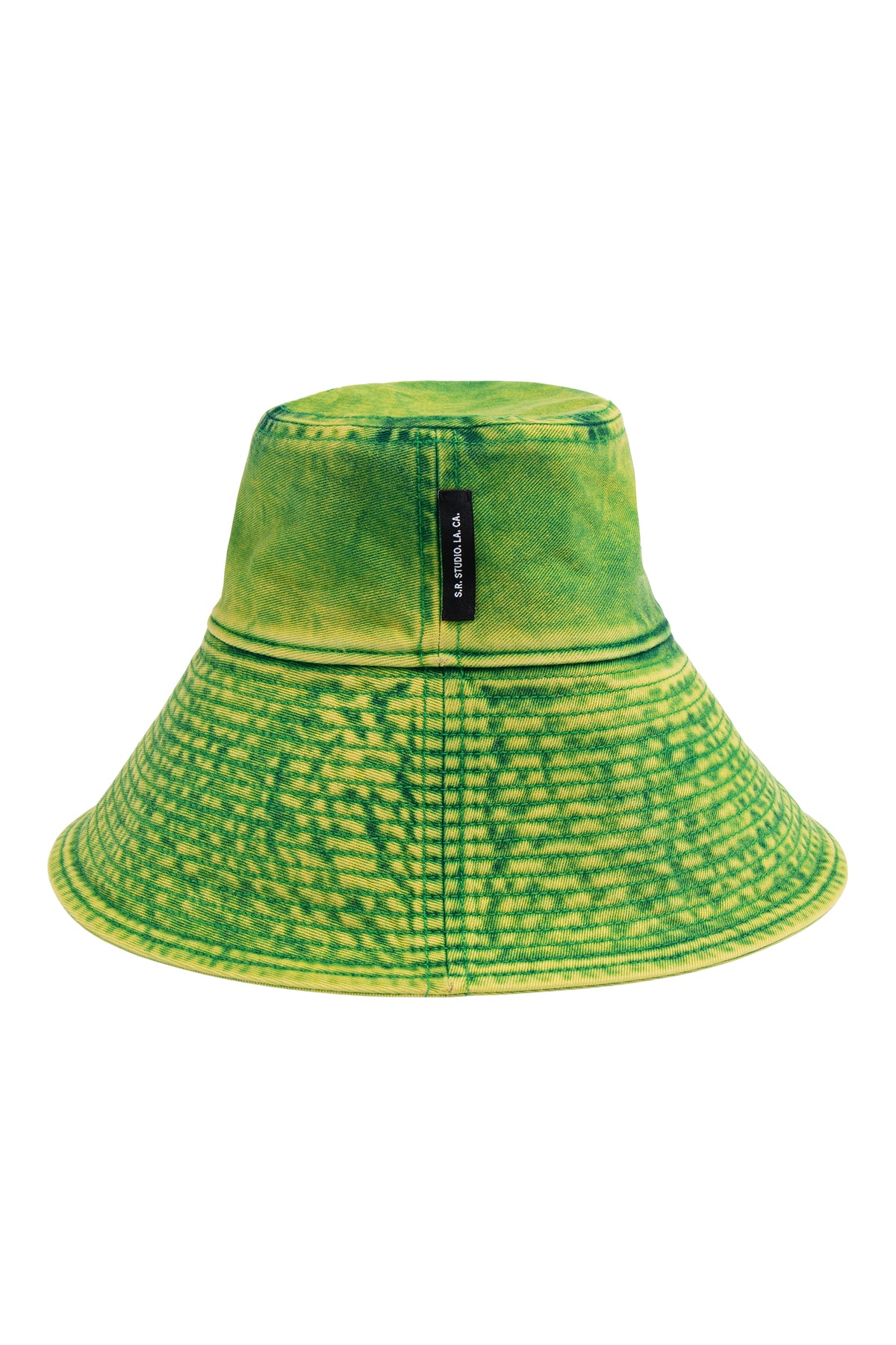 LONG BRIM BUCKET HAT WITH LIME IO WASH  S.R. STUDIO. LA. CA. by Sterling Ruby
