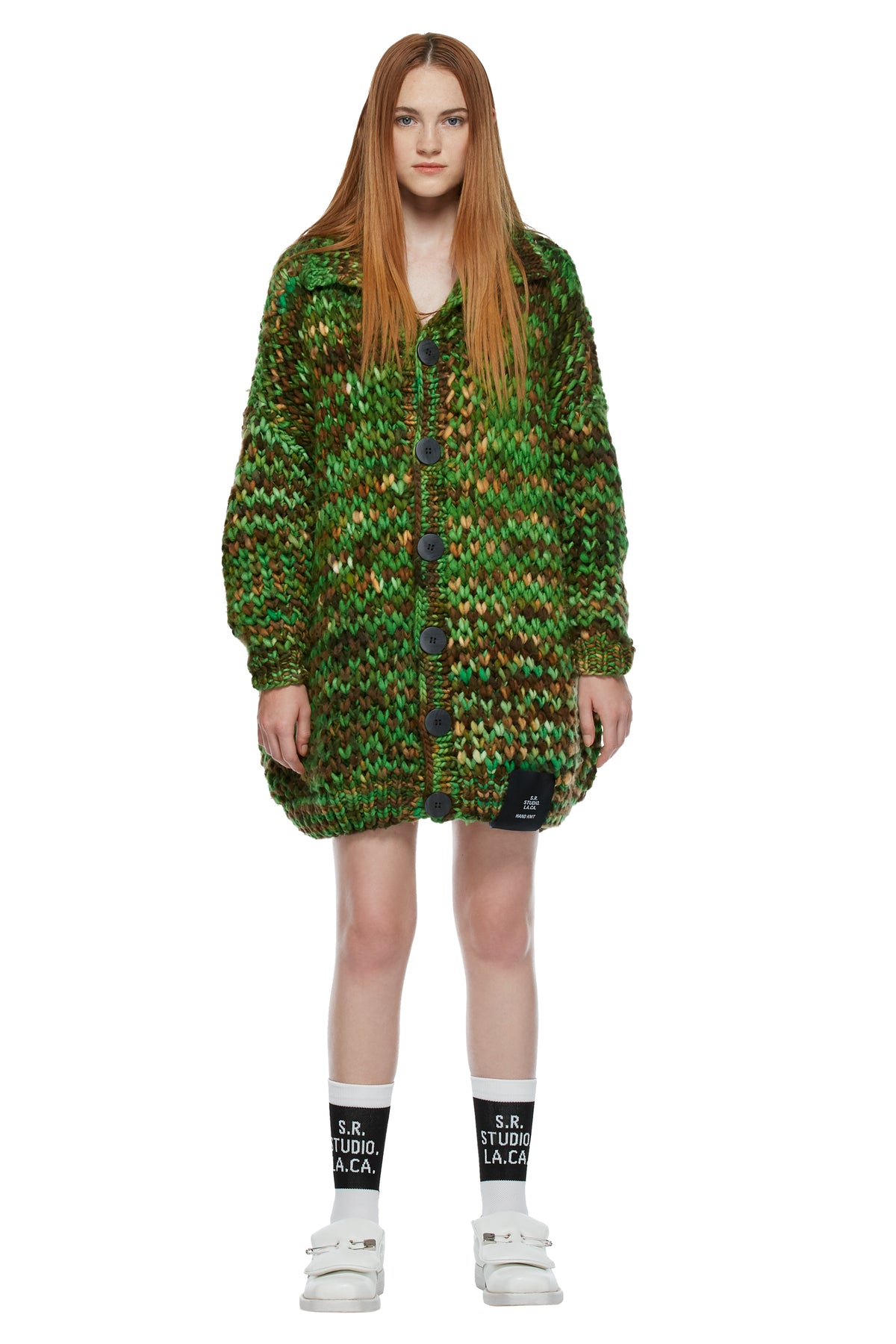 HAND-KNIT SUPER CHUNKY OVERSIZED HAND-DYED MERINO WOOL CARDIGAN