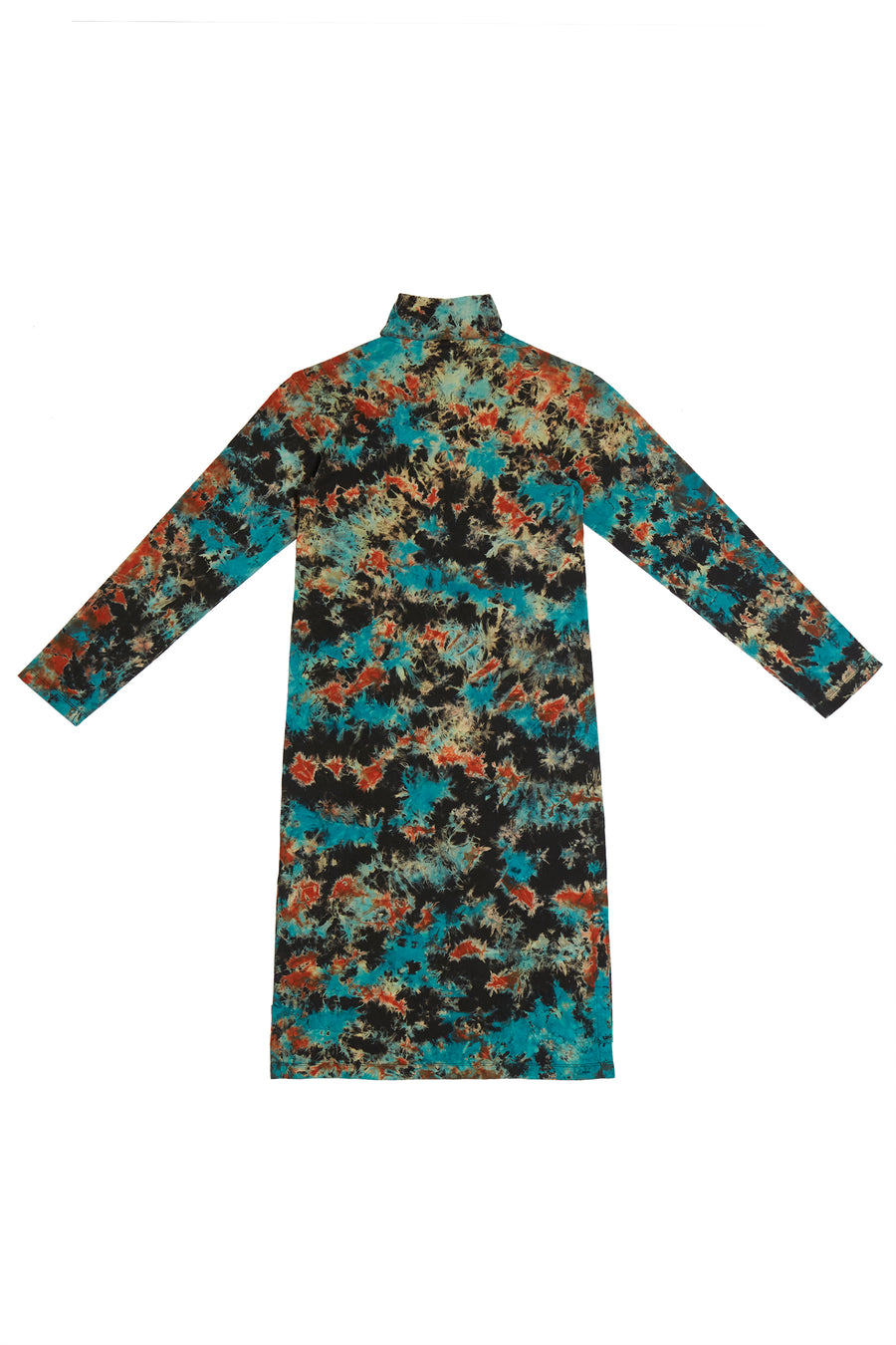 T.R.Y.B. FLAME TIE-DYE LONGSLEEVE TURTLENECK DRESS