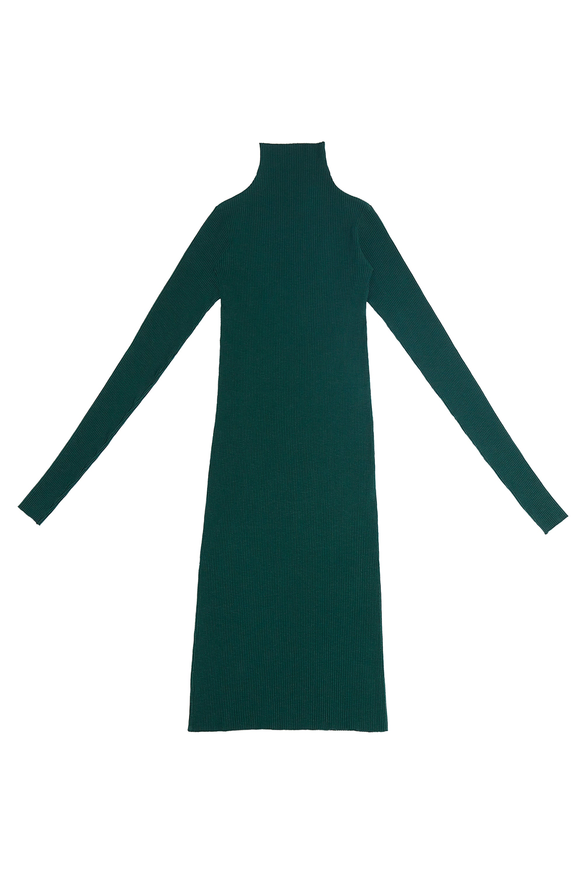 RIBBED COTTON FUNNEL NECK DRESS