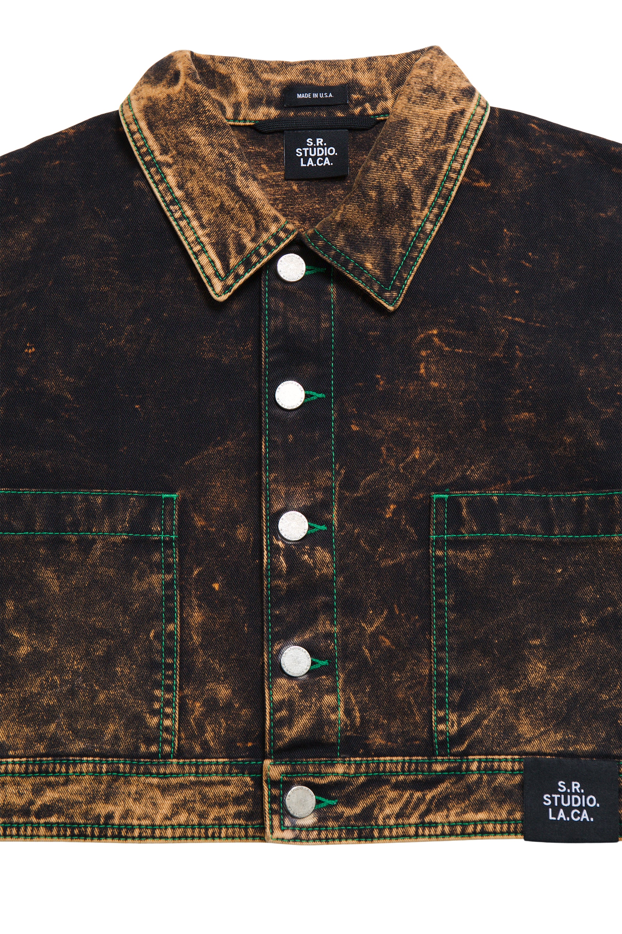 S.R. STUDIO. LA. CA. BY STERLING RUBY AP CROPPED LAB COAT WITH CONTRAST STITCHING AND IO WASH INSECT INDEX