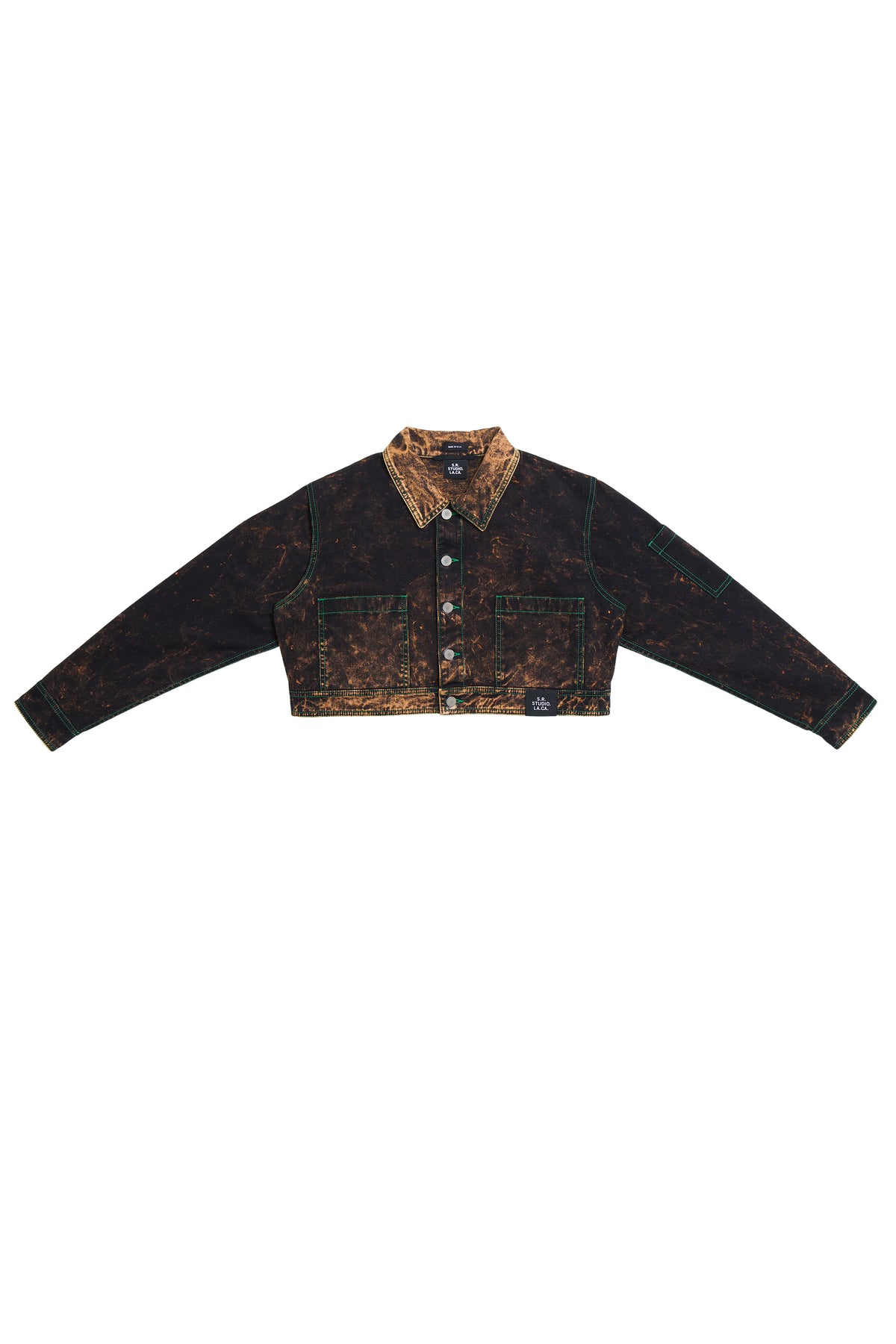 S.R. STUDIO. LA. CA. BY STERLING RUBY AP CROPPED LAB COAT WITH CONTRAST STITCHING AND IO WASH INSECT INDEX